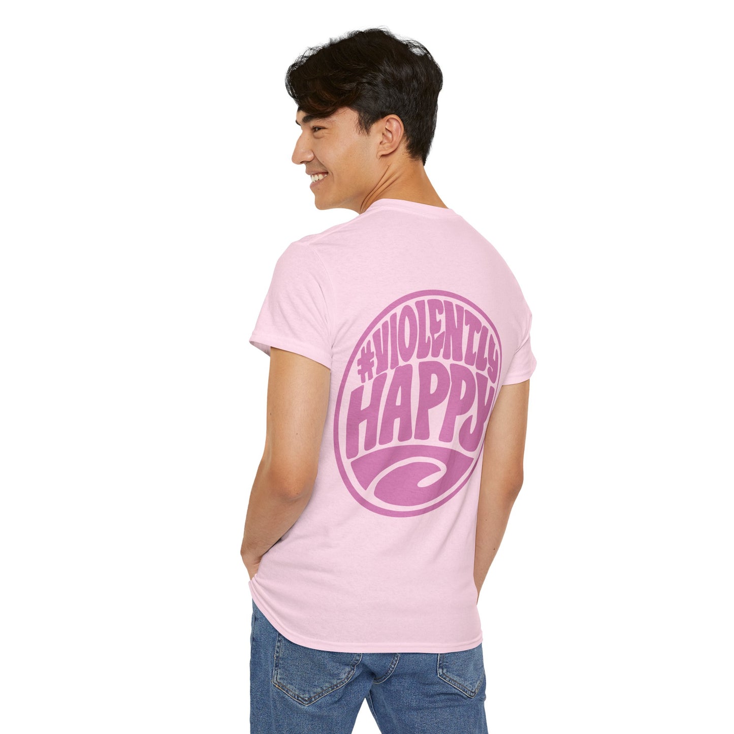 Violently Happy Graphic Tee — Retro Pink Logo T‑Shirt