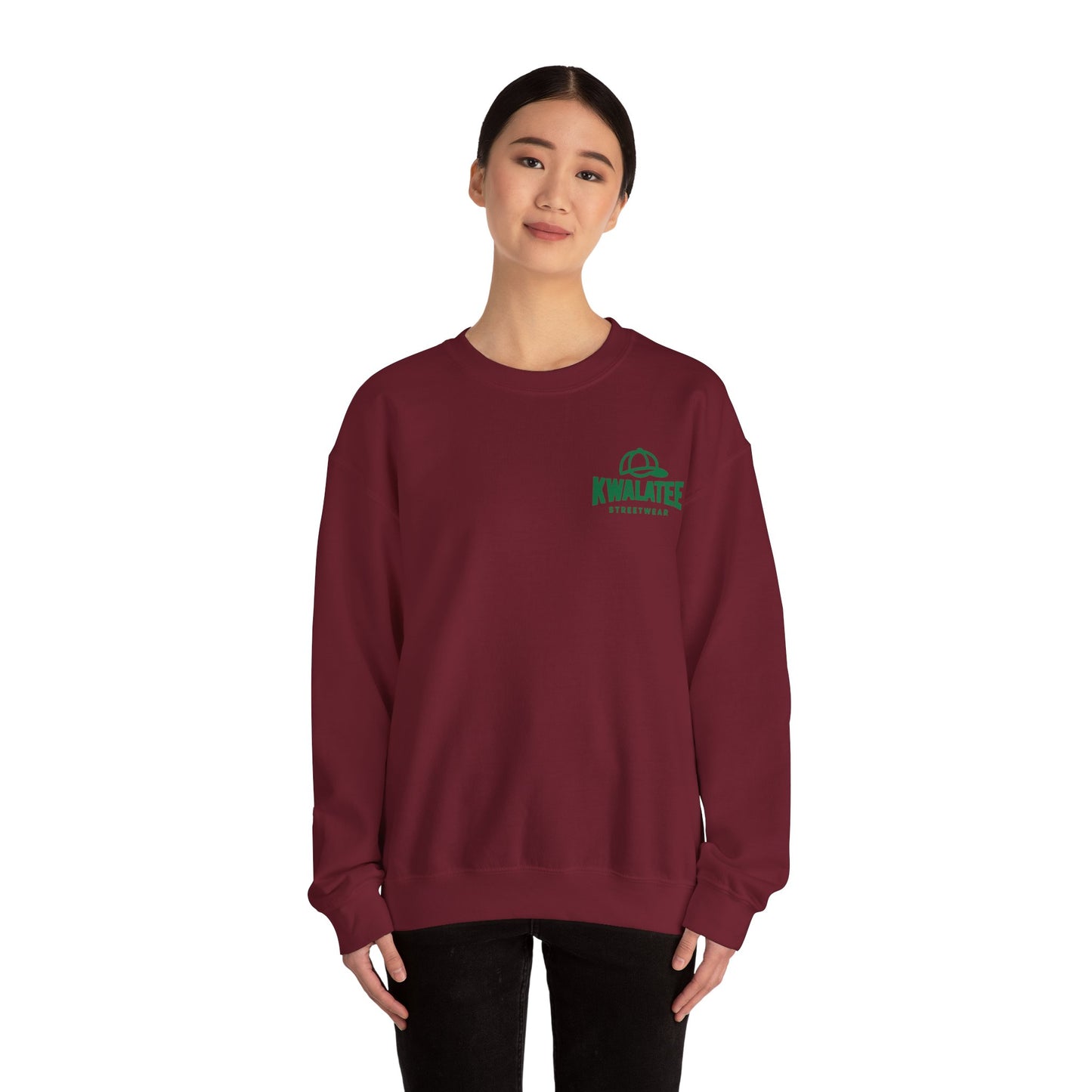 Crewneck — Green Mandala Eye Graphic with “KWALATEE” Logo