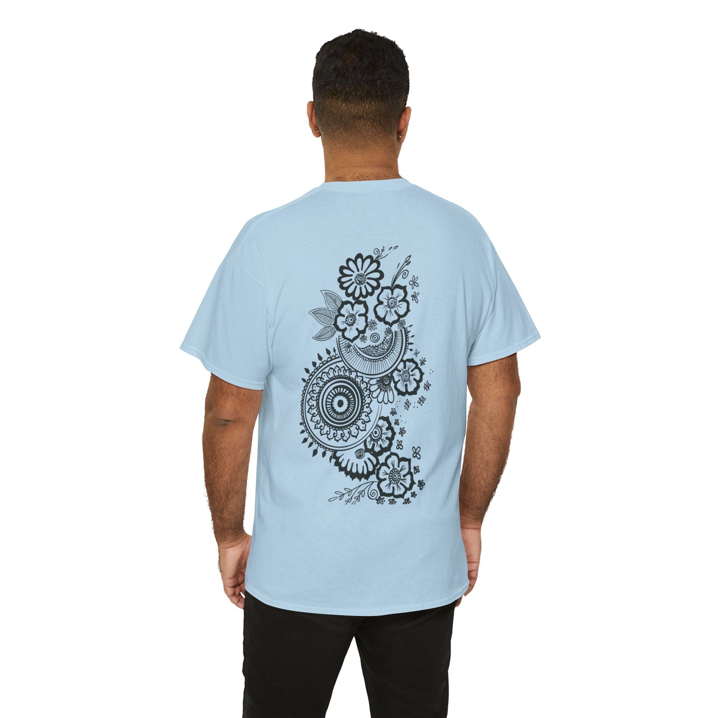 T-Shirt — Kwalatee Floral Mandala Graphic Tee (Front Logo, Back Floral Design)