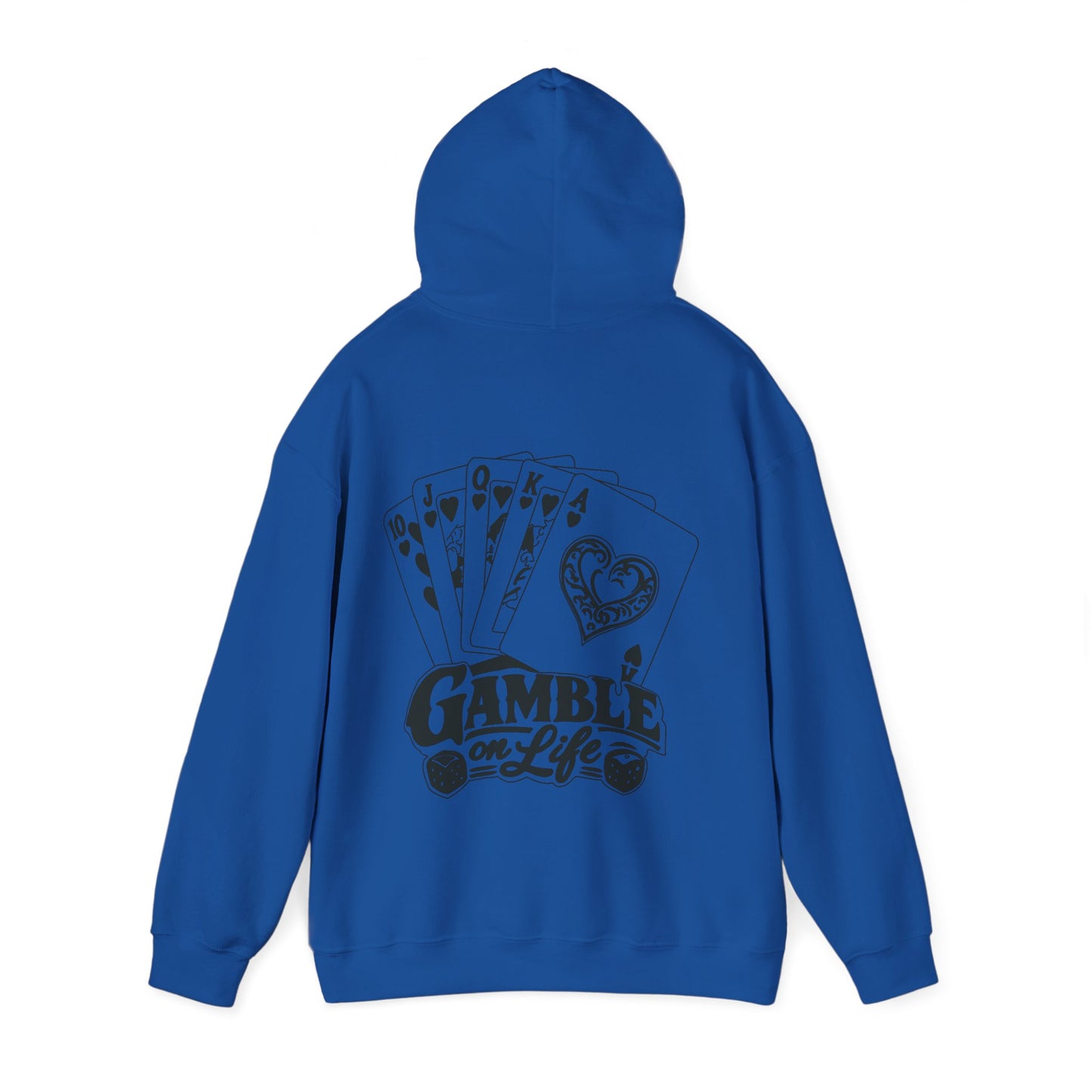 Gamble on Life Hoodie — Poker Cards & Dice Graphic Hooded Sweatshirt