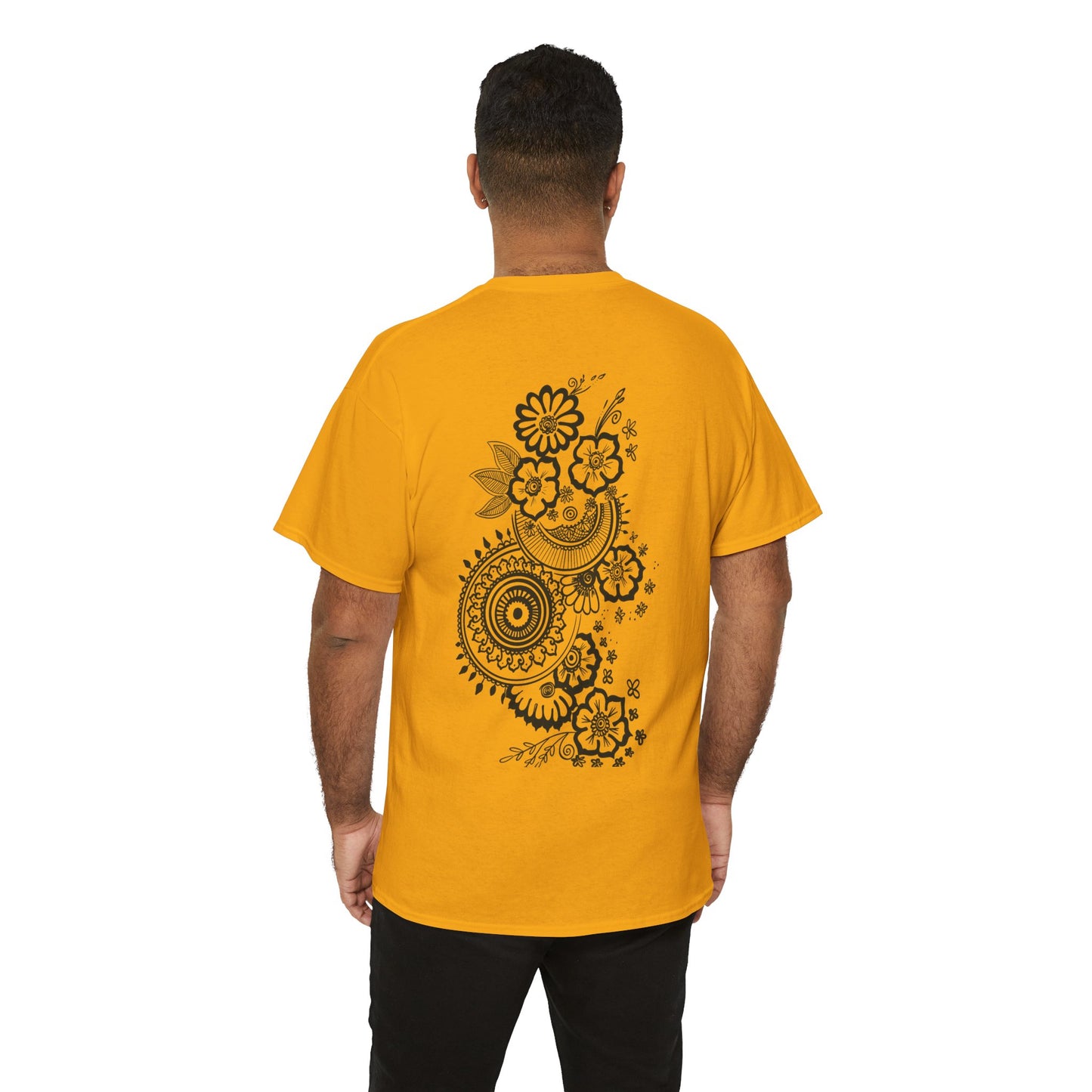 T-Shirt — Kwalatee Floral Mandala Graphic Tee (Front Logo, Back Floral Design)