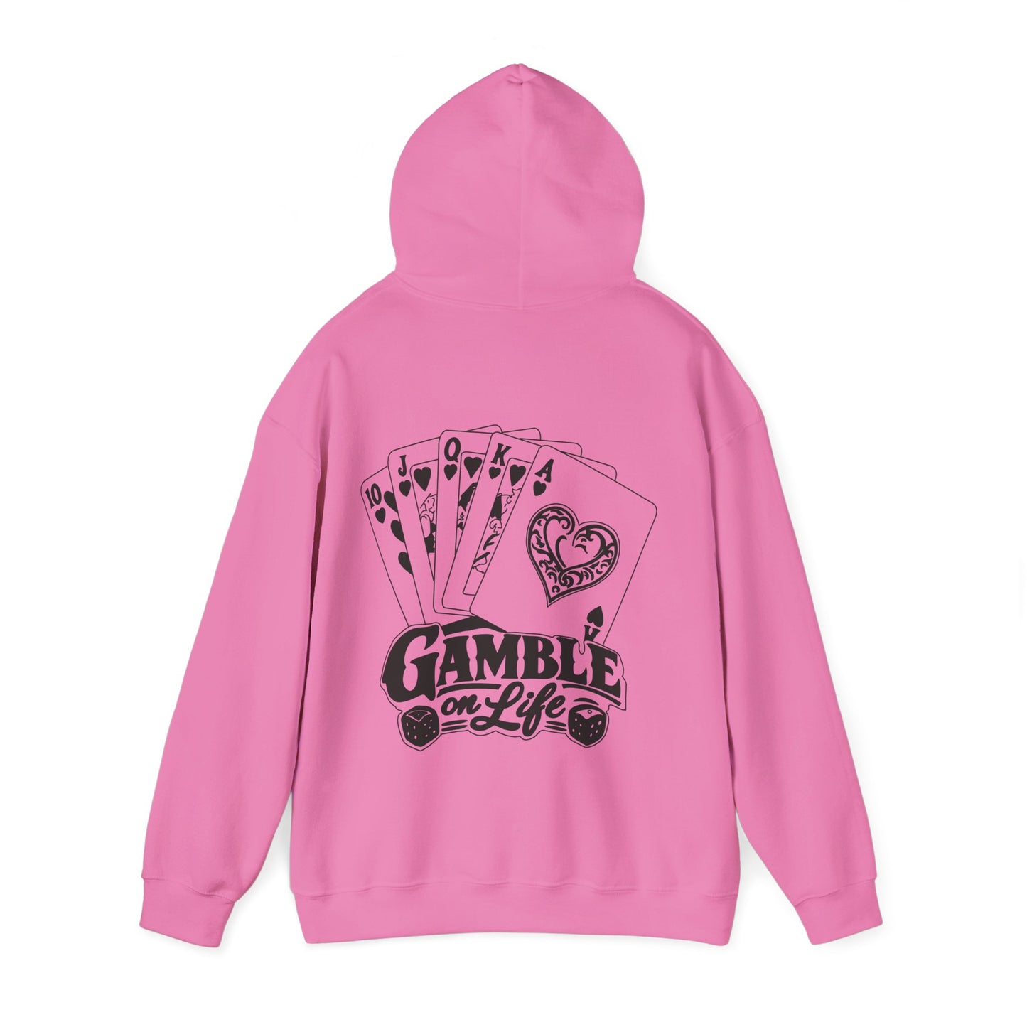 Gamble on Life Hoodie — Poker Cards & Dice Graphic Hooded Sweatshirt