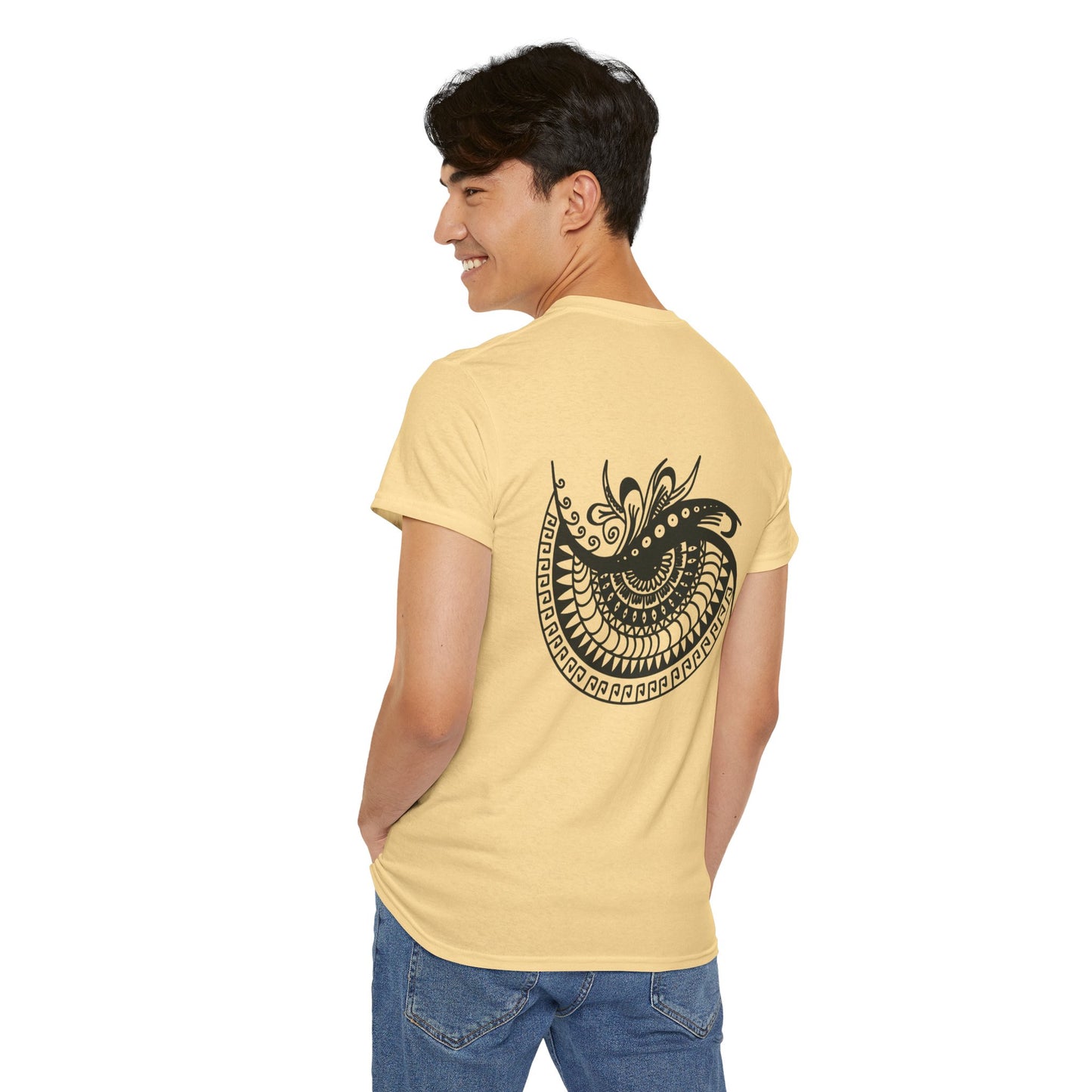 Mandala eye Graphic Tee — Kwalatee® Chest Logo & Ornamental Back Print