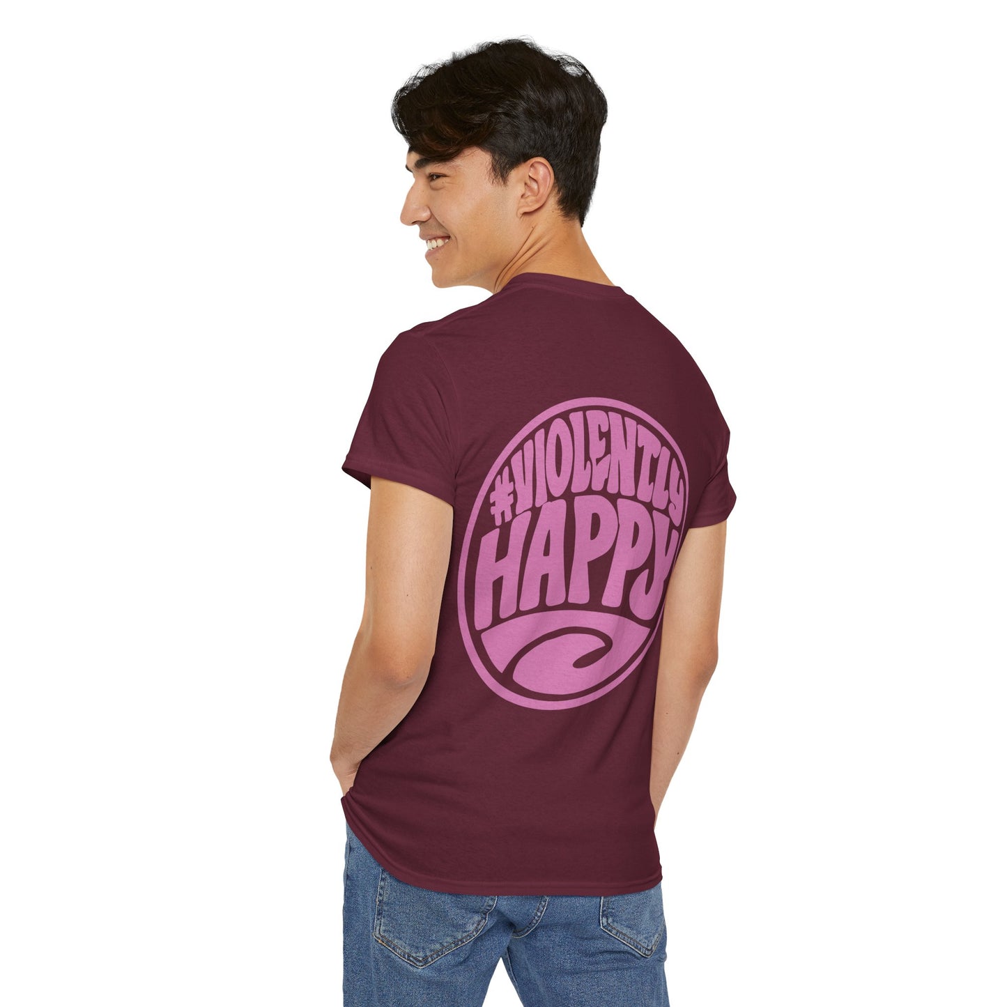Violently Happy Graphic Tee — Retro Pink Logo T‑Shirt