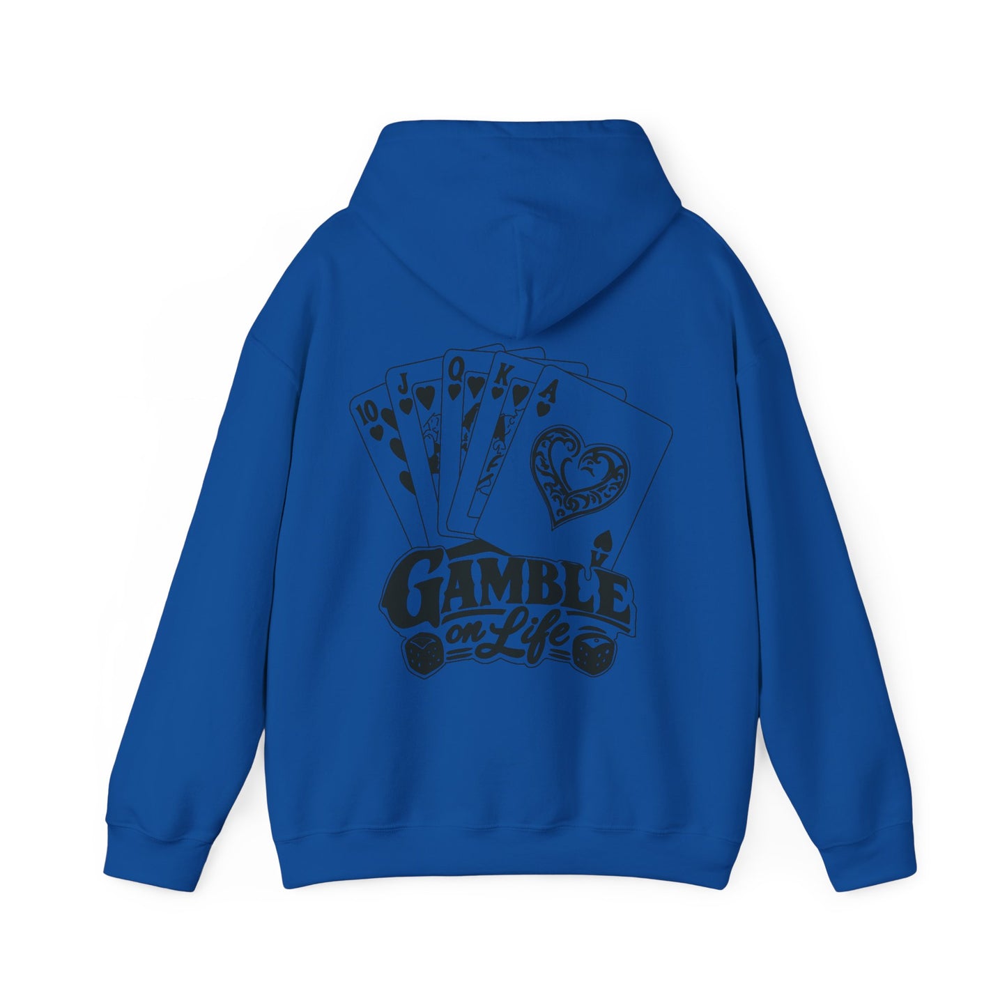 Gamble on Life Hoodie — Poker Cards & Dice Graphic Hooded Sweatshirt