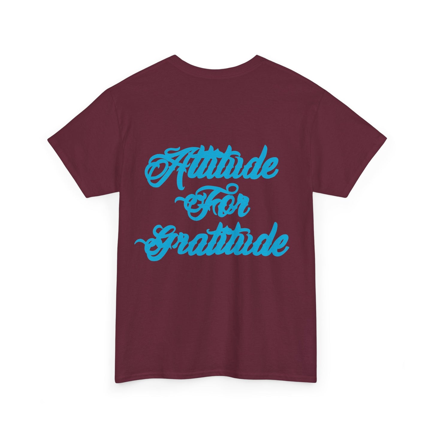 Attitude for Gratitude Tee — Inspirational Script Backprint Cotton T‑Shirt