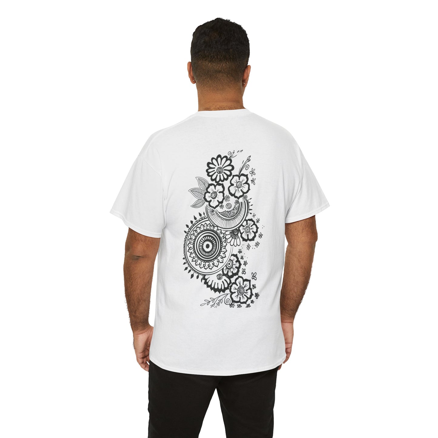 T-Shirt — Kwalatee Floral Mandala Graphic Tee (Front Logo, Back Floral Design)