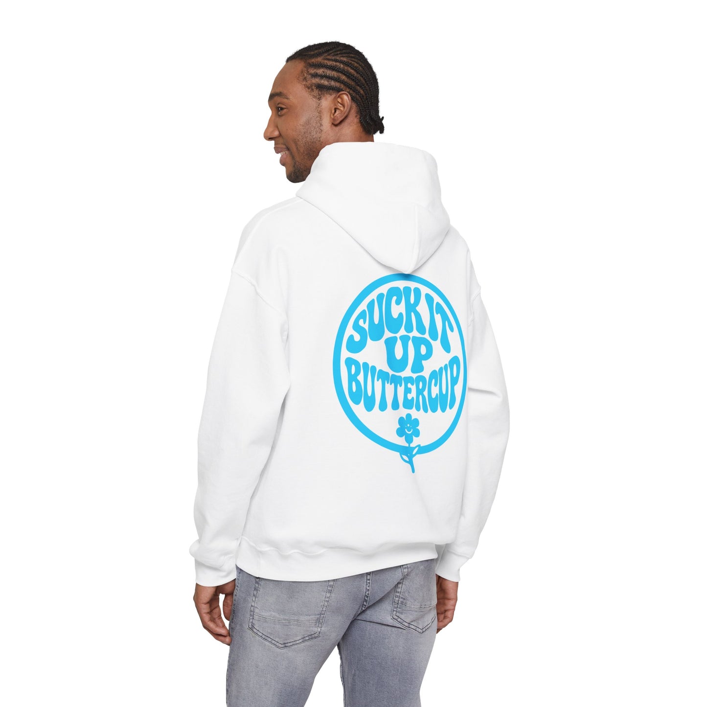 Hoodie - "Suck It Up Buttercup" Retro Floral Graphic Hooded Sweatshirt
