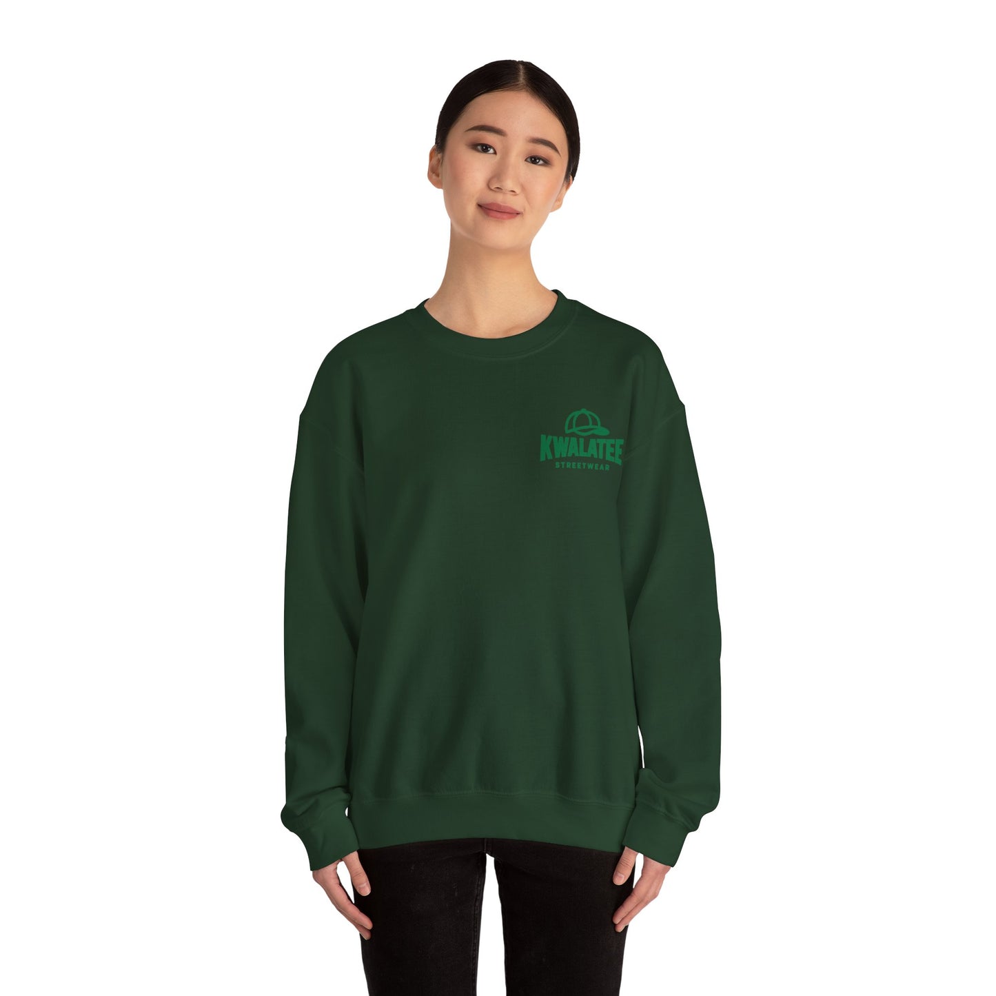 Crewneck — Green Mandala Eye Graphic with “KWALATEE” Logo