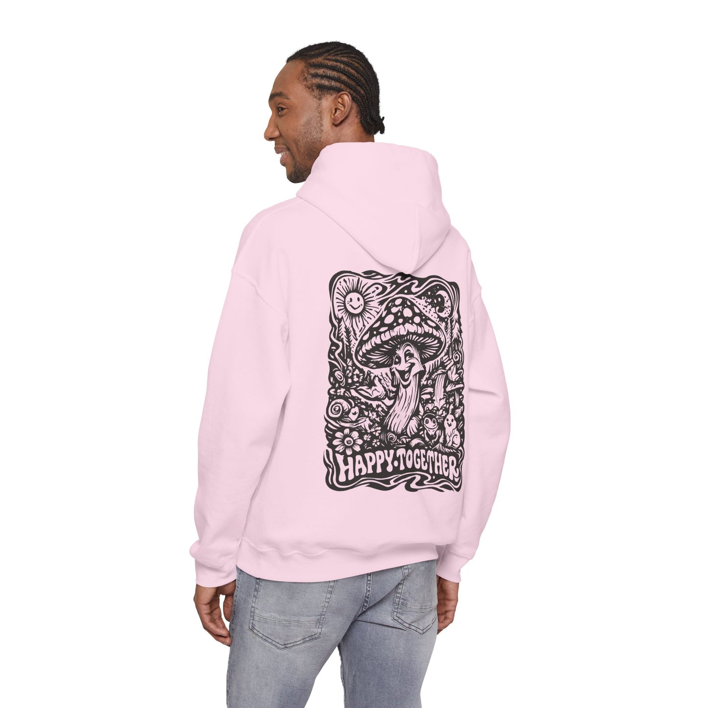 Mushroom 'Happy Together' Hoodie — Psychedelic Forest Graphic Pullover