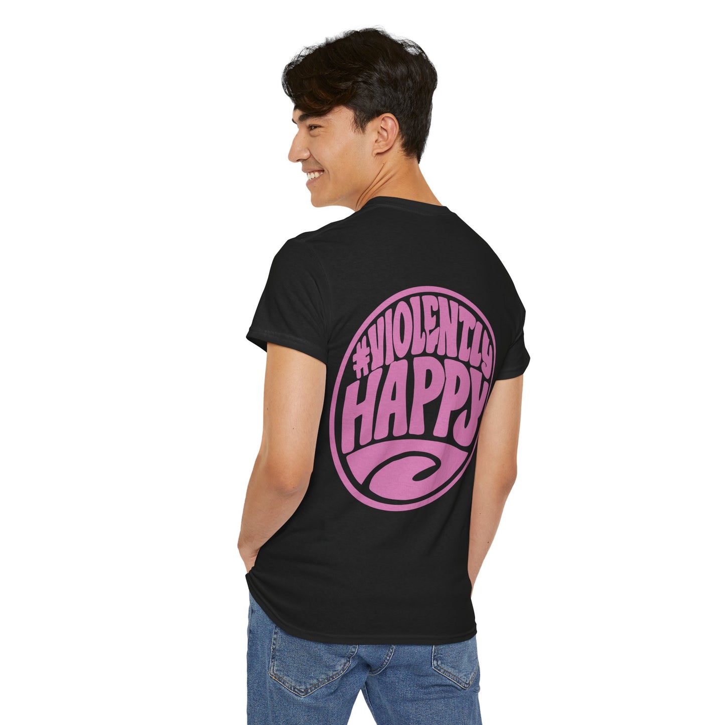 Violently Happy Graphic Tee — Retro Pink Logo T‑Shirt