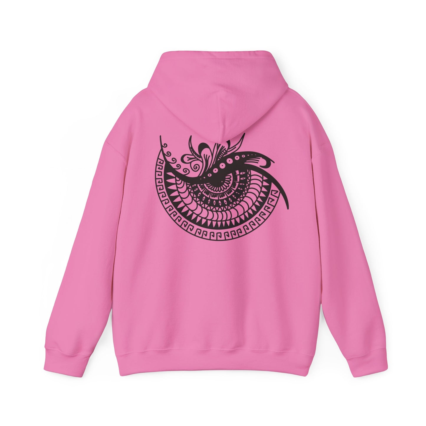 Mandala Swirl Hoodie — Black Tribal Floral Back Design