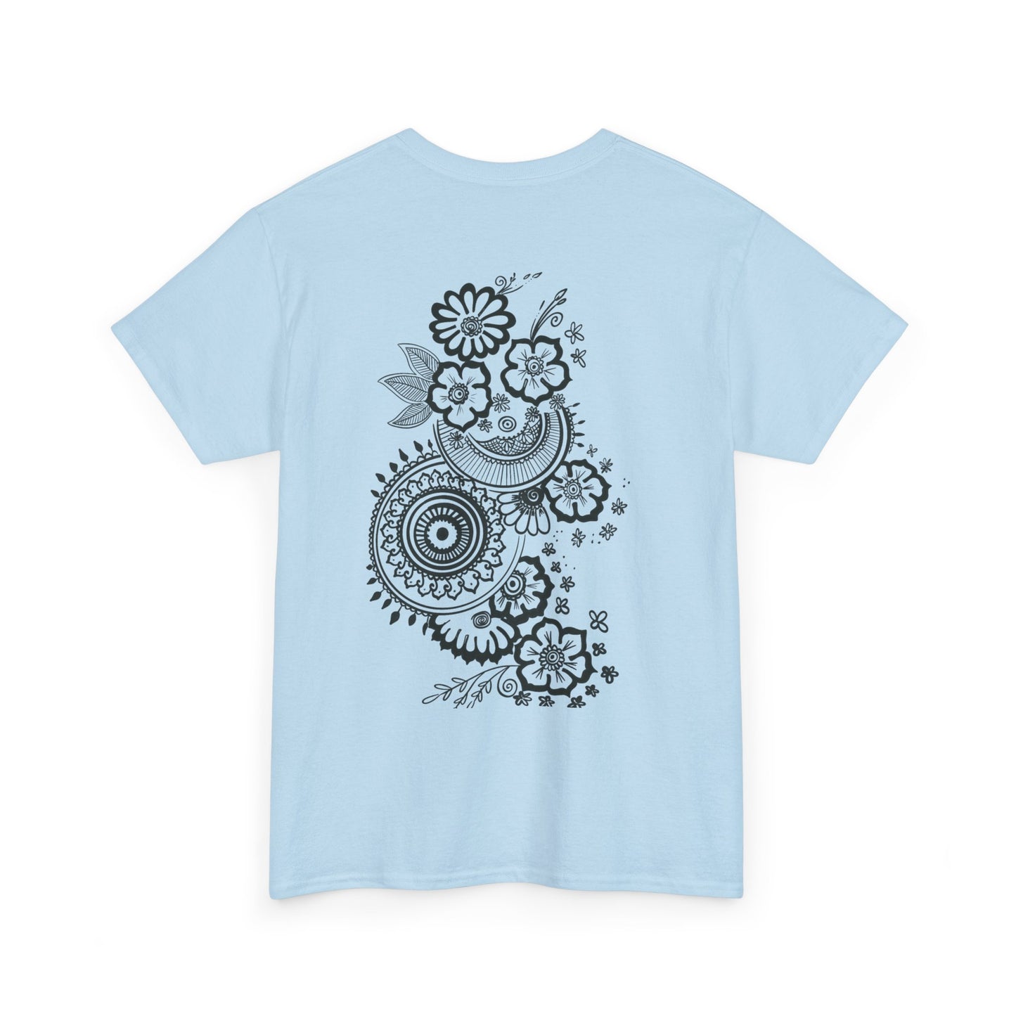 T-Shirt — Kwalatee Floral Mandala Graphic Tee (Front Logo, Back Floral Design)