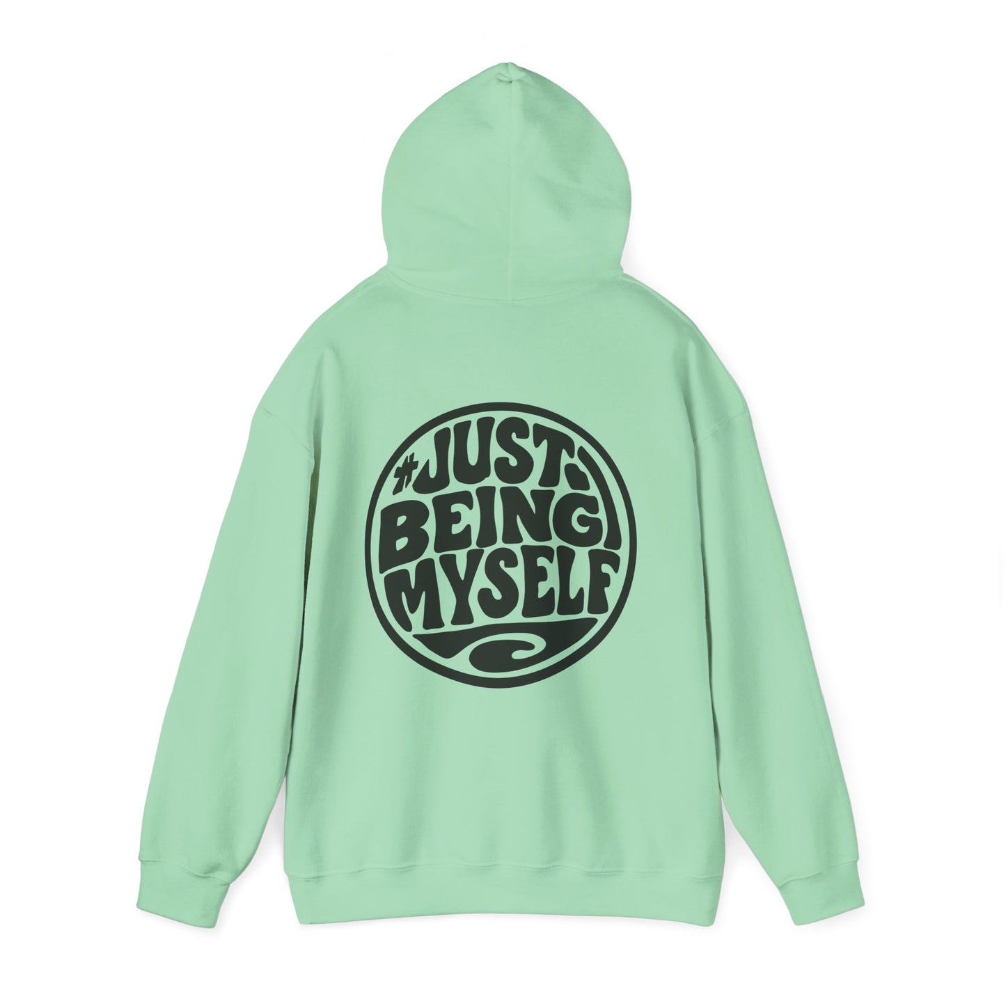 Just Being Myself Hoodie — Retro Script Graphic Pullover