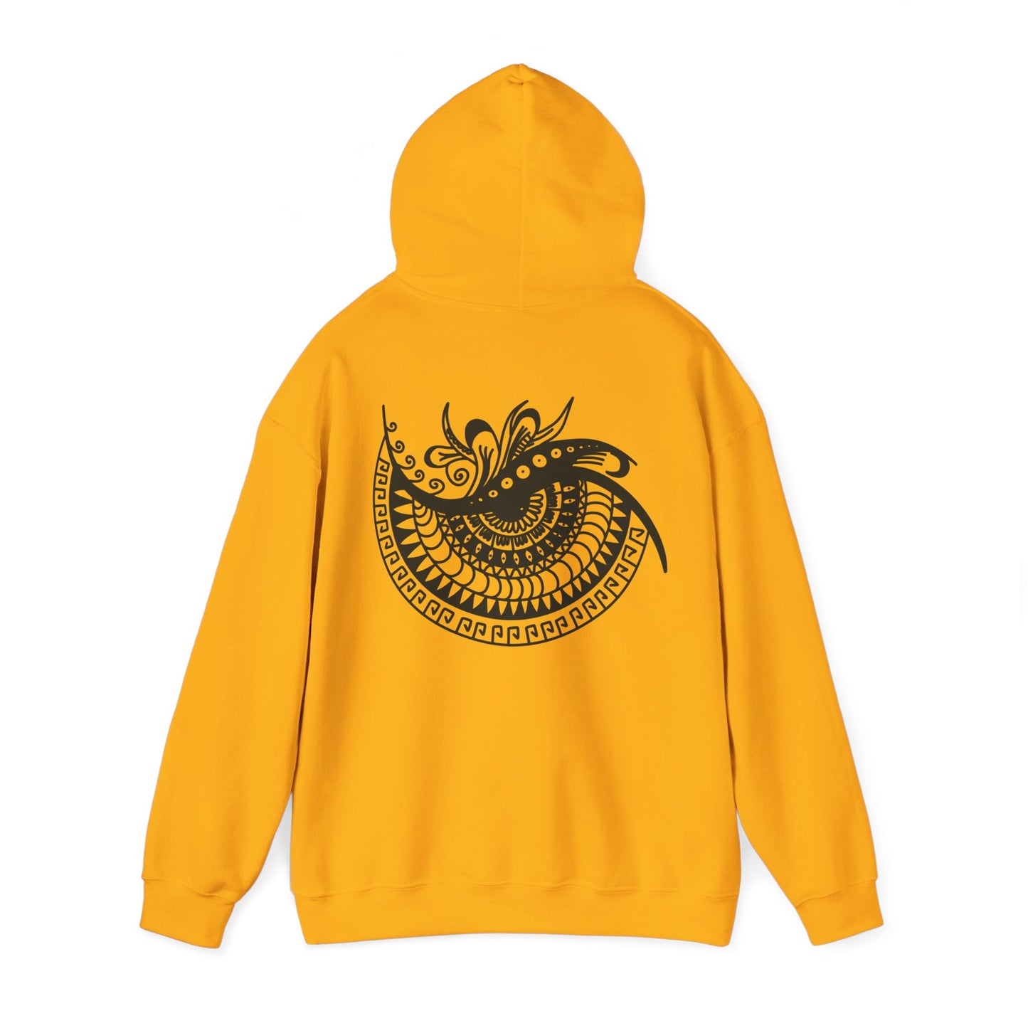 Mandala Swirl Hoodie — Black Tribal Floral Back Design