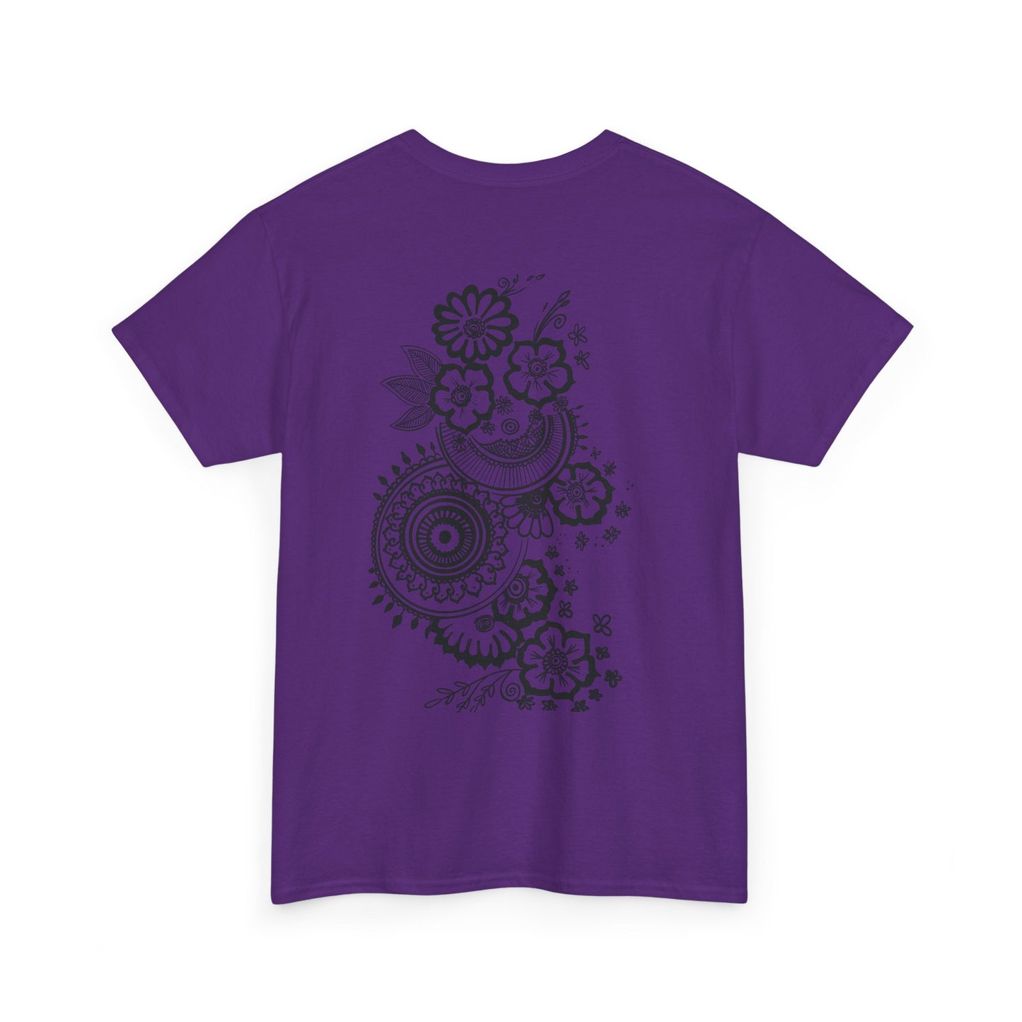 T-Shirt — Kwalatee Floral Mandala Graphic Tee (Front Logo, Back Floral Design)