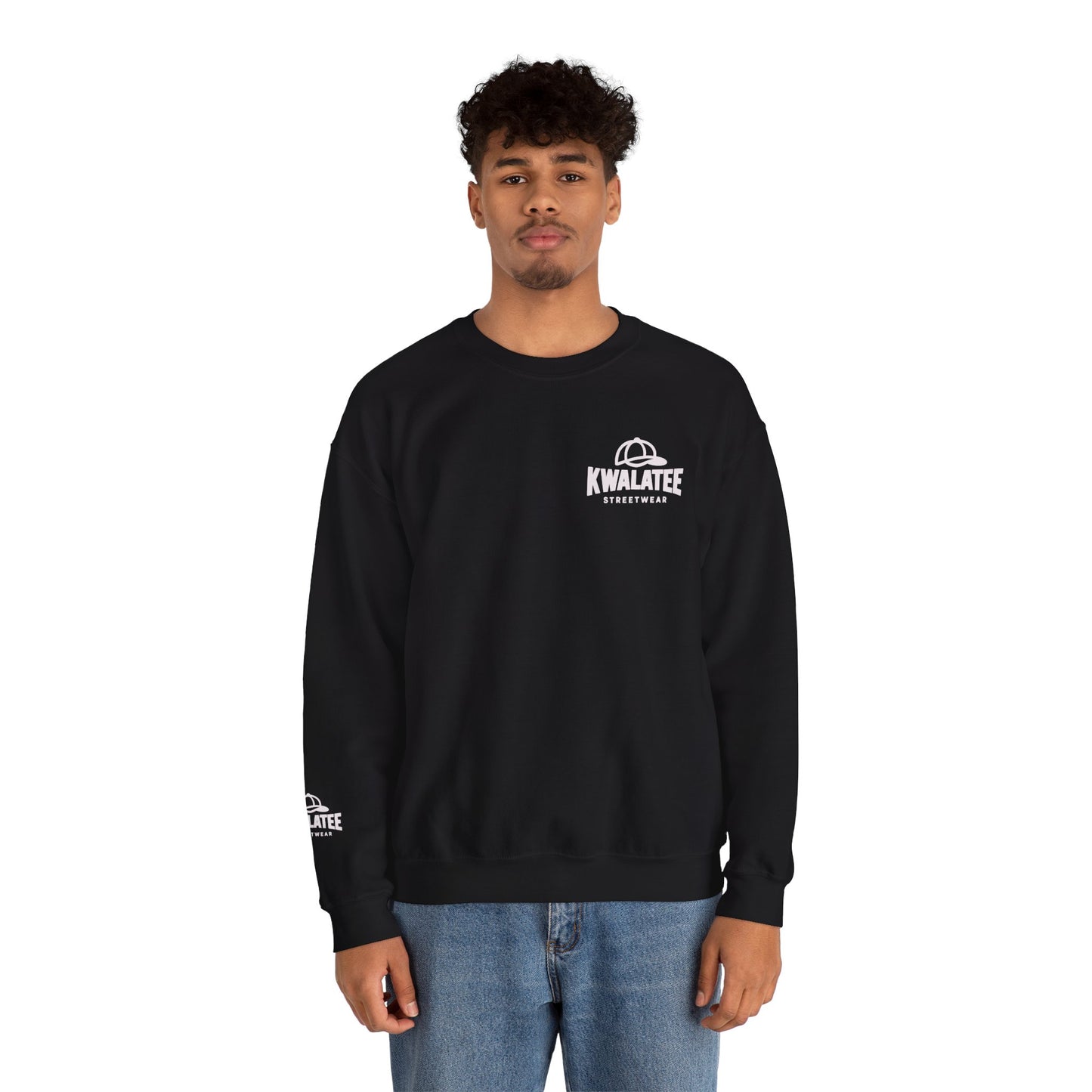 Kwalatee Streetwear Crewneck Sweatshirt — Minimal Logo Black Pullover