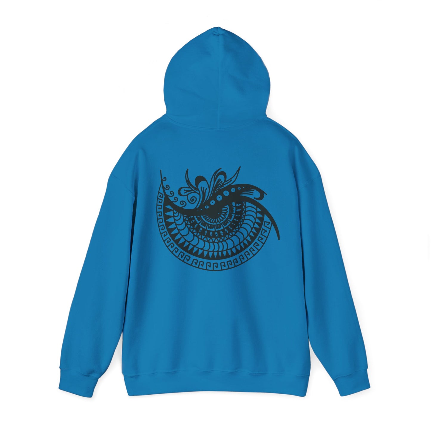 Mandala Swirl Hoodie — Black Tribal Floral Back Design