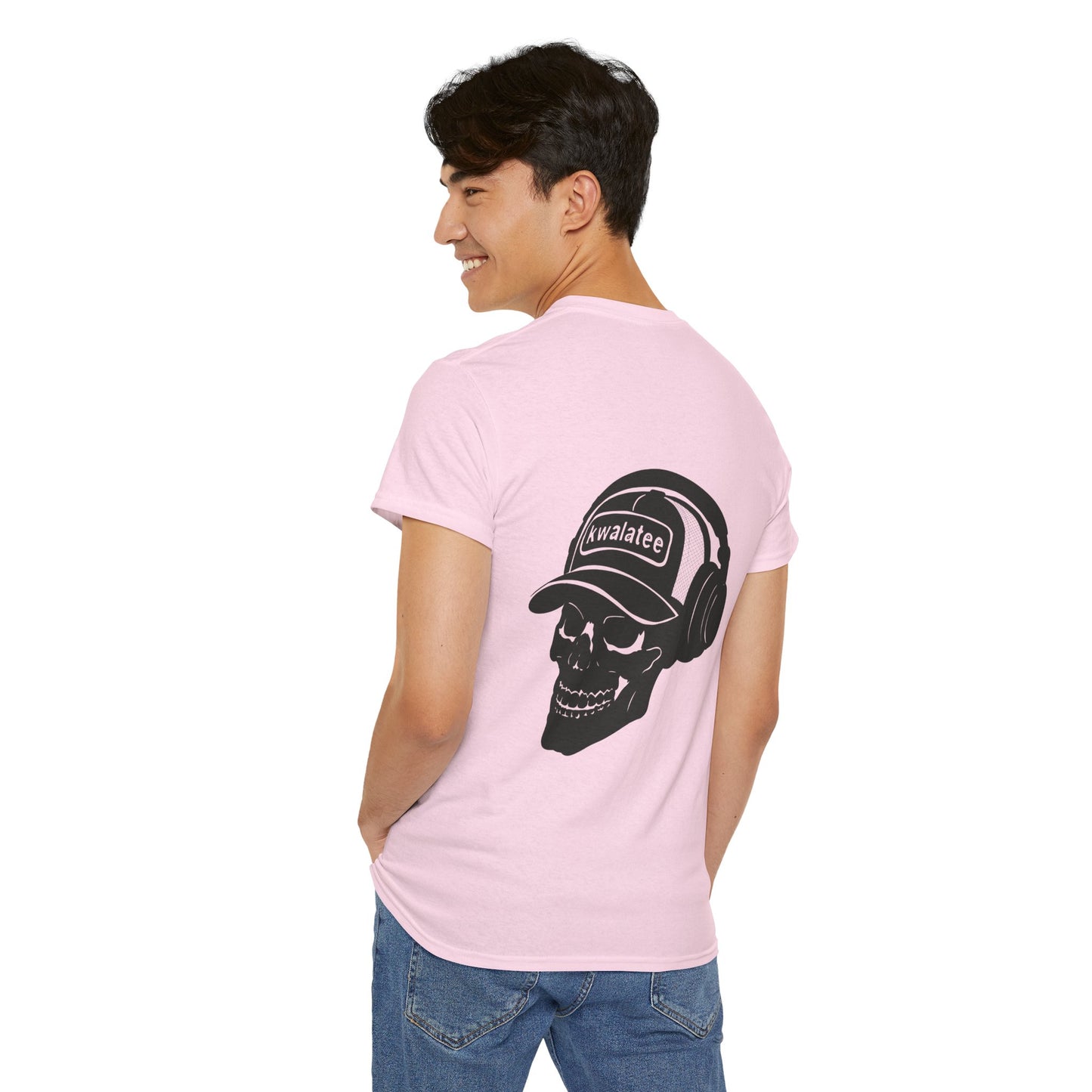 Skull DJ Tee — 'Kwalatee' Music Logo Graphic T-Shirt