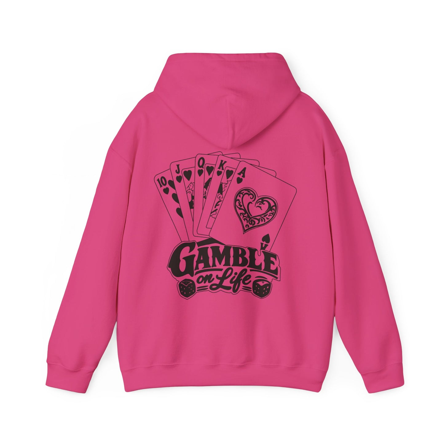 Gamble on Life Hoodie — Poker Cards & Dice Graphic Hooded Sweatshirt
