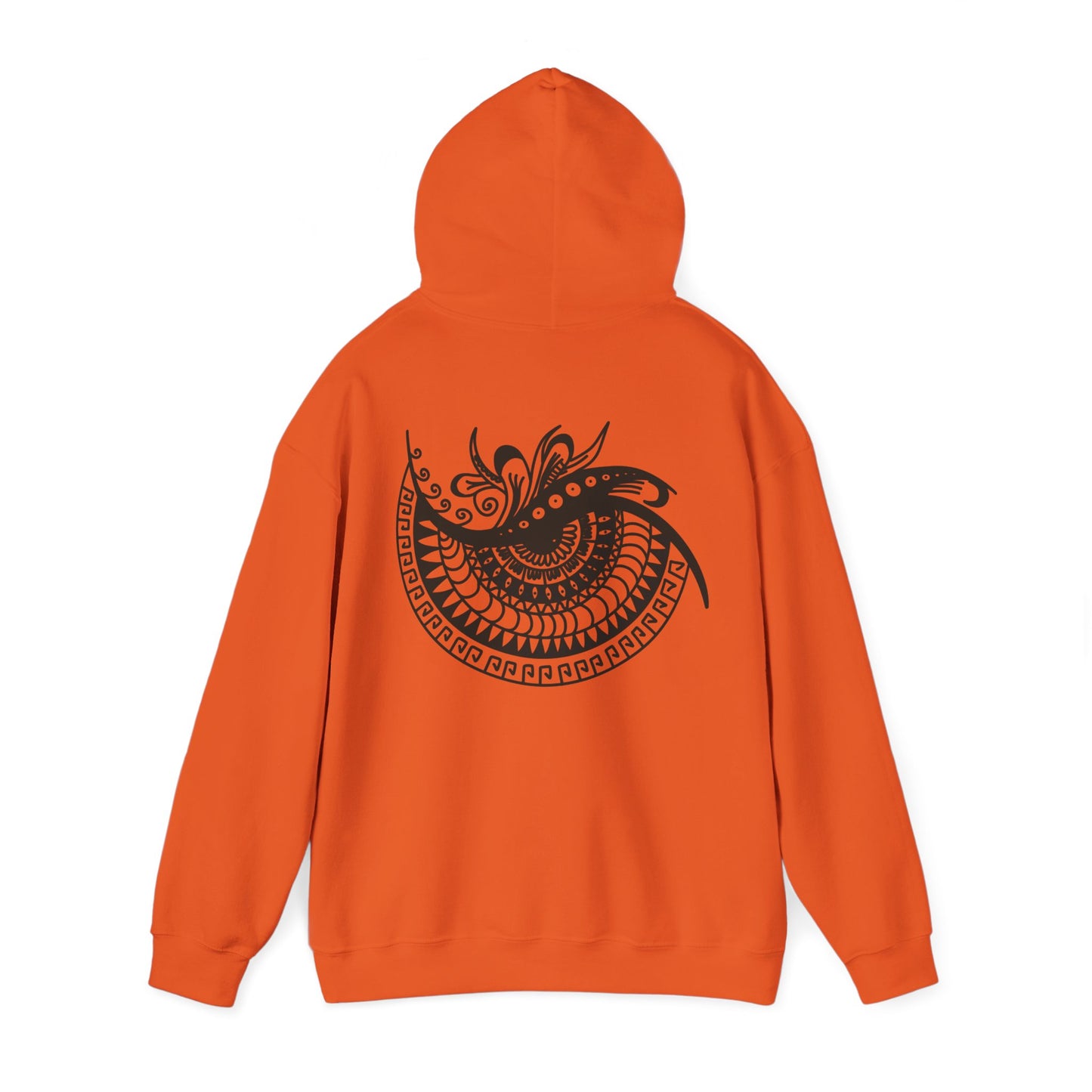 Mandala Swirl Hoodie — Black Tribal Floral Back Design