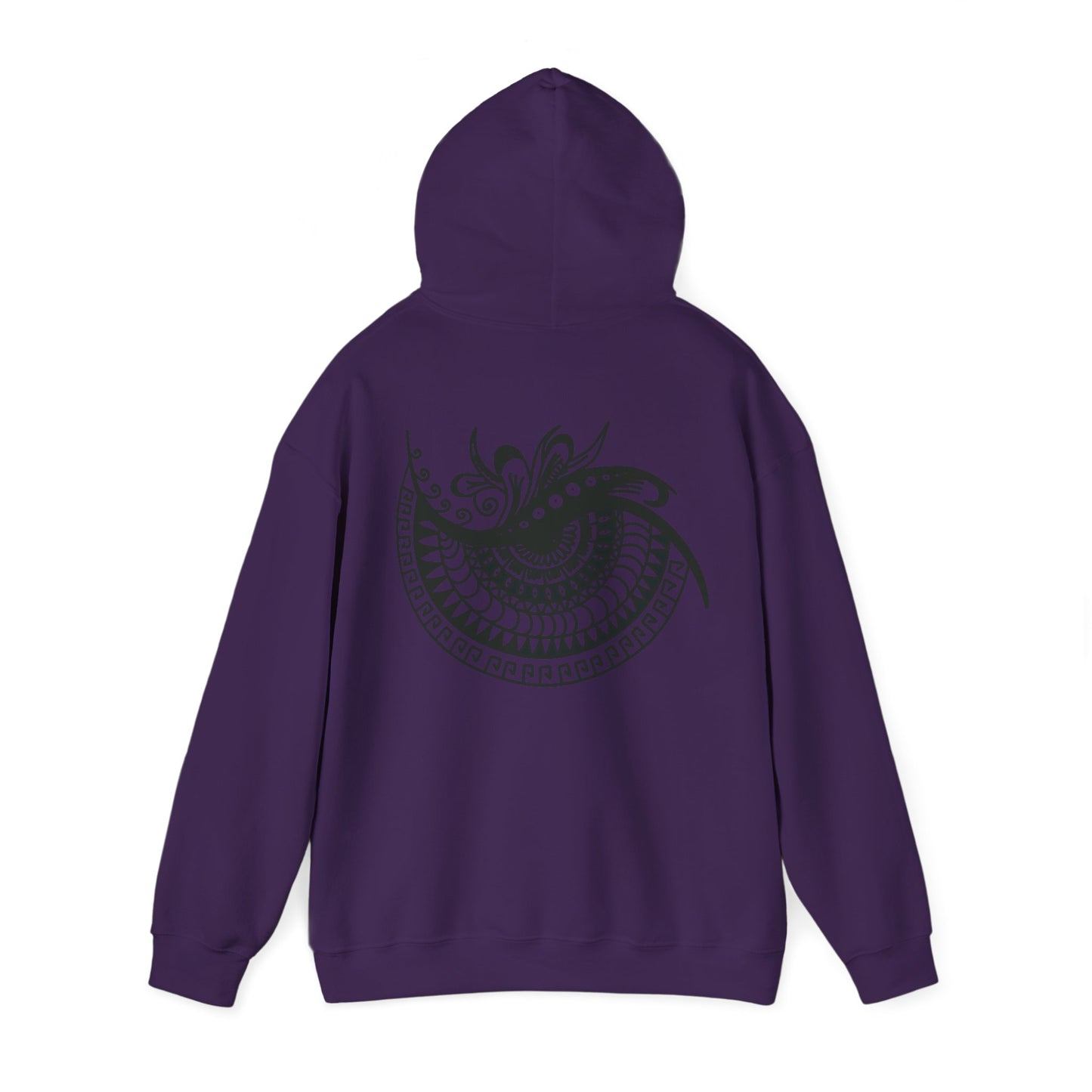 Mandala Swirl Hoodie — Black Tribal Floral Back Design