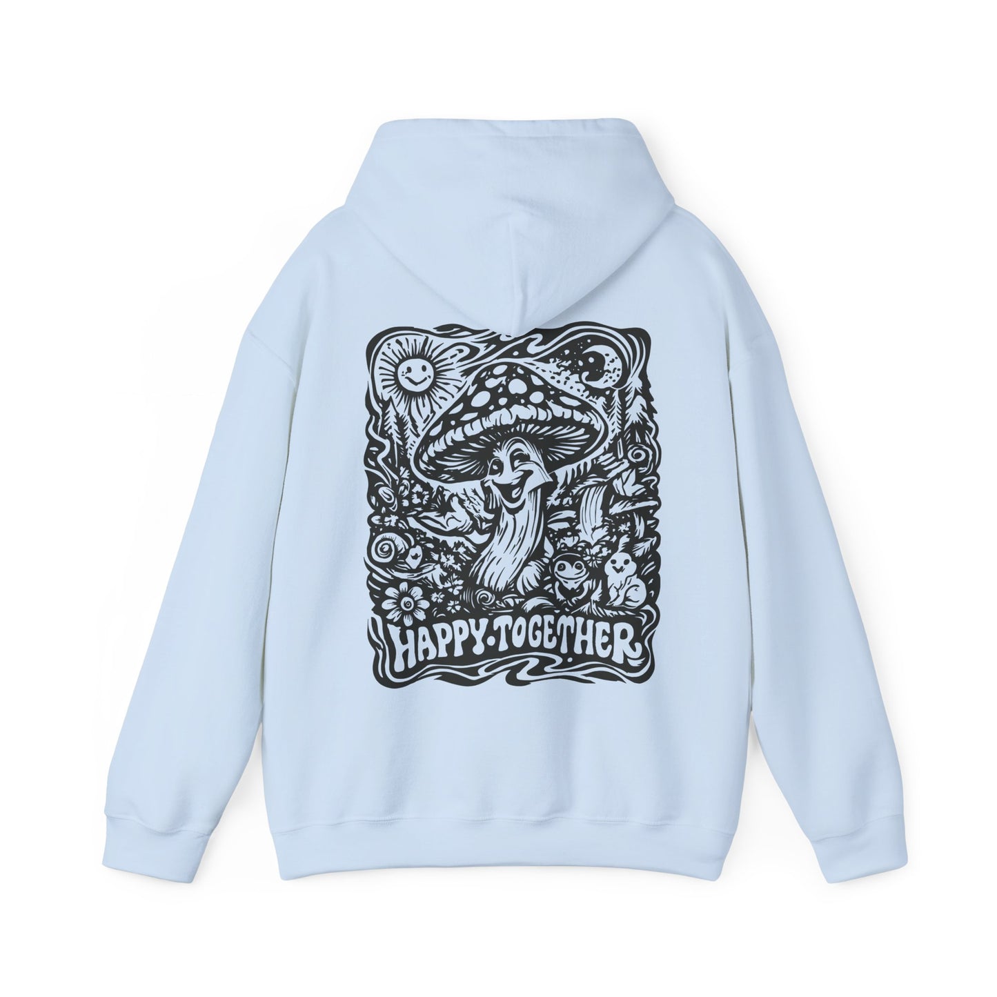 Mushroom 'Happy Together' Hoodie — Psychedelic Forest Graphic Pullover