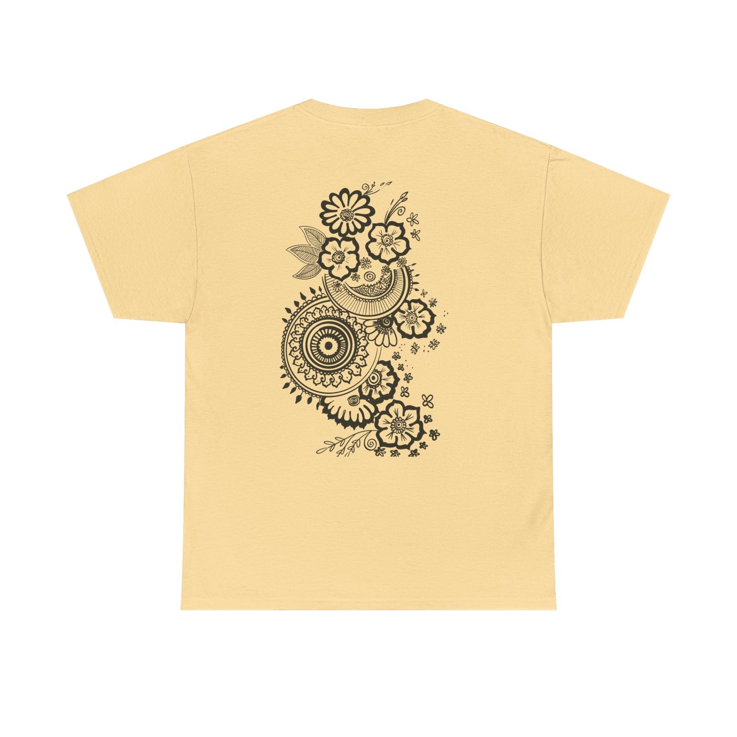 T-Shirt — Kwalatee Floral Mandala Graphic Tee (Front Logo, Back Floral Design)
