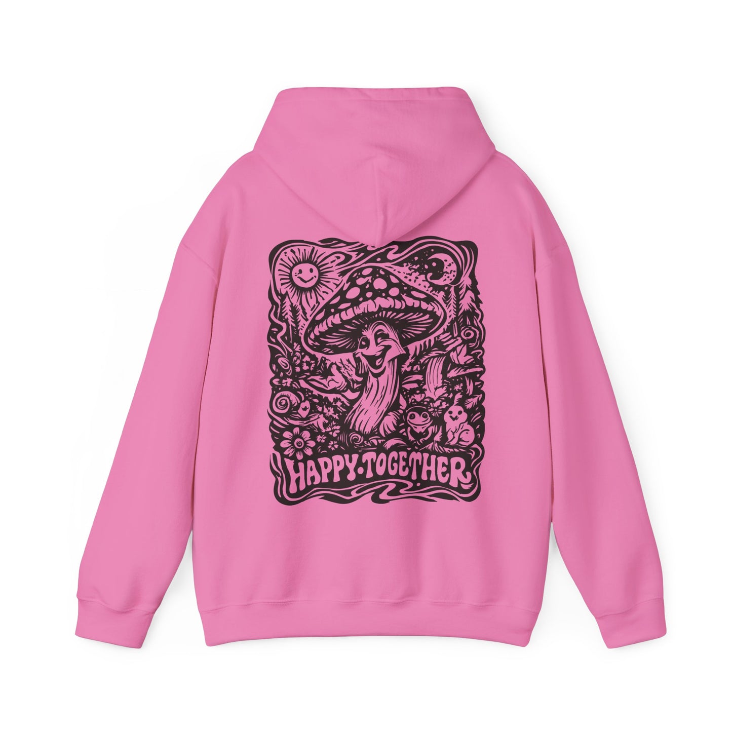 Mushroom 'Happy Together' Hoodie — Psychedelic Forest Graphic Pullover