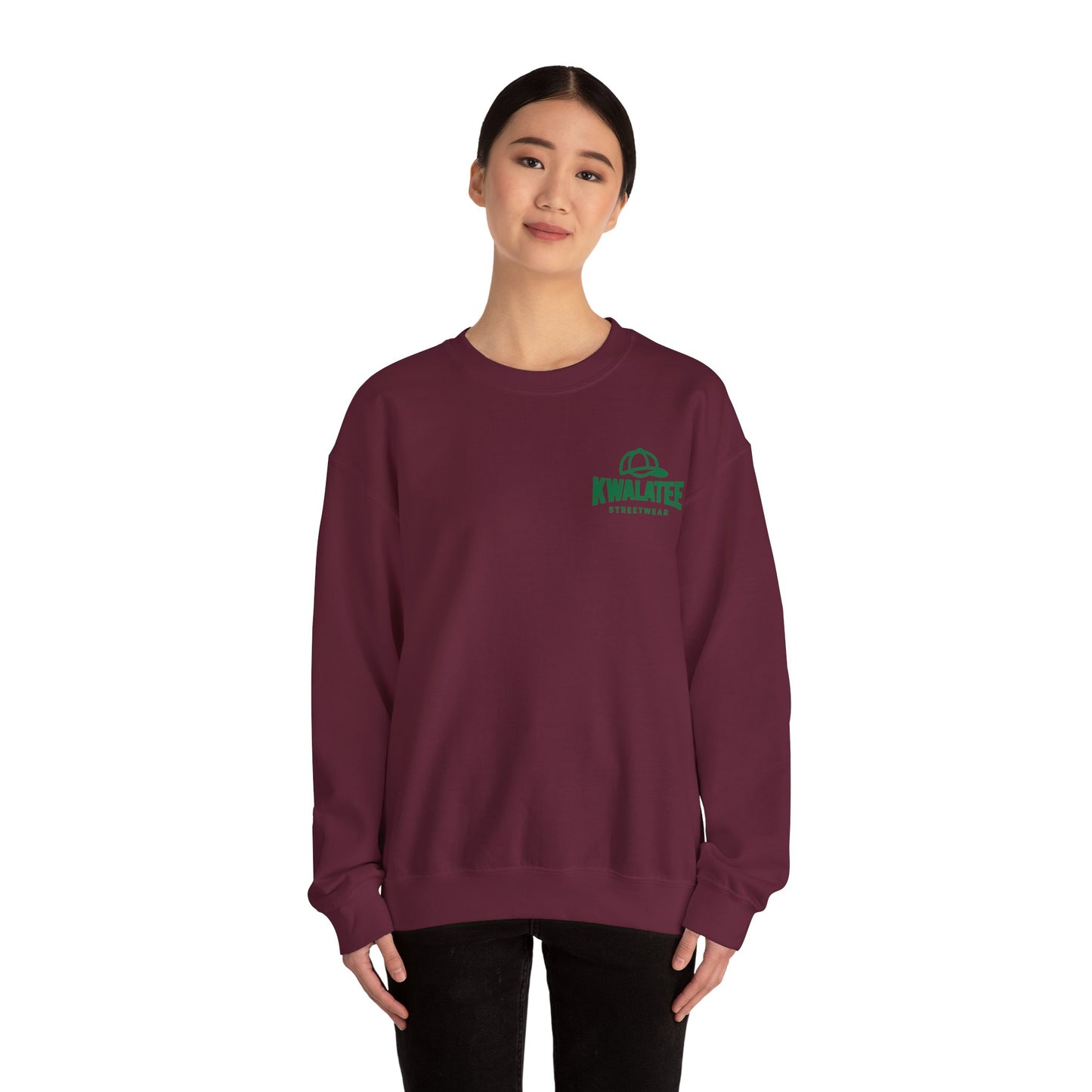 Crewneck — Green Mandala Eye Graphic with “KWALATEE” Logo