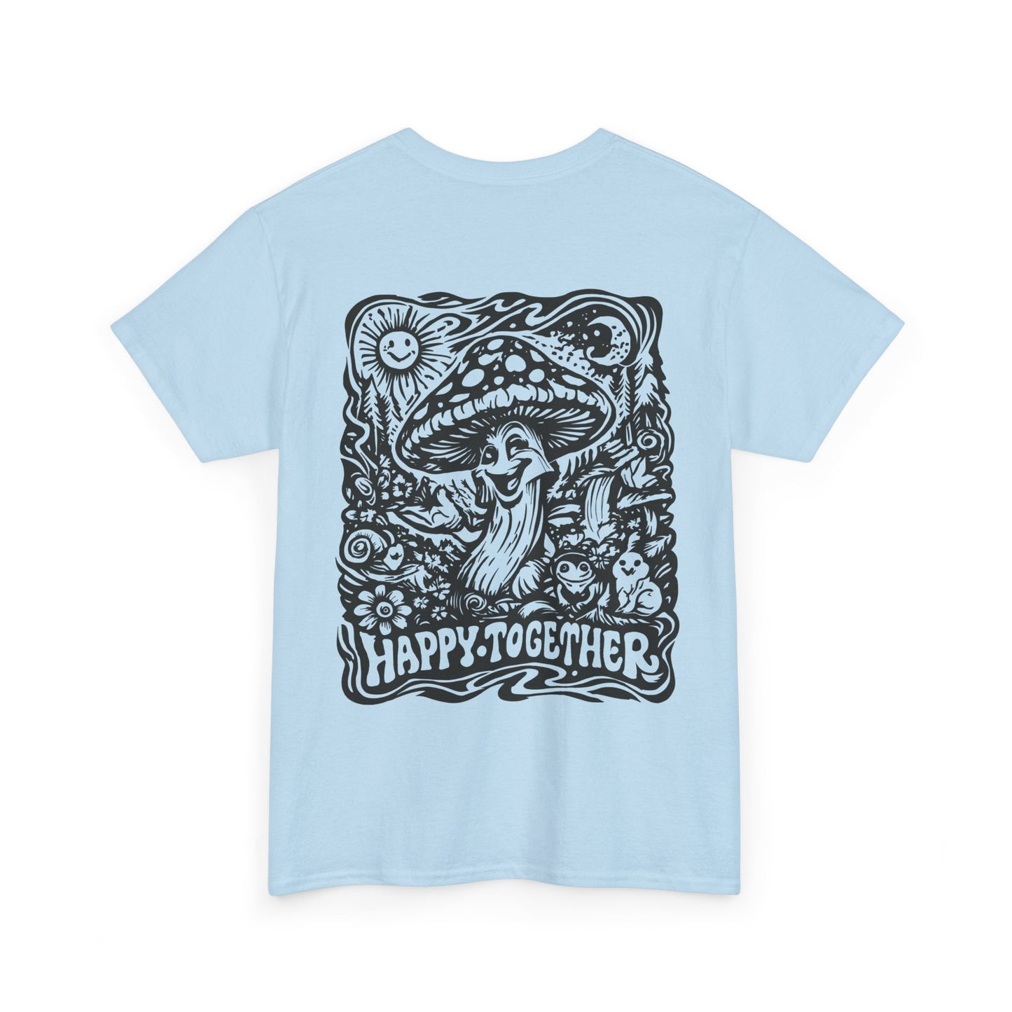 Graphic Tee — 'Happy Together' Psychedelic Mushroom Back Print