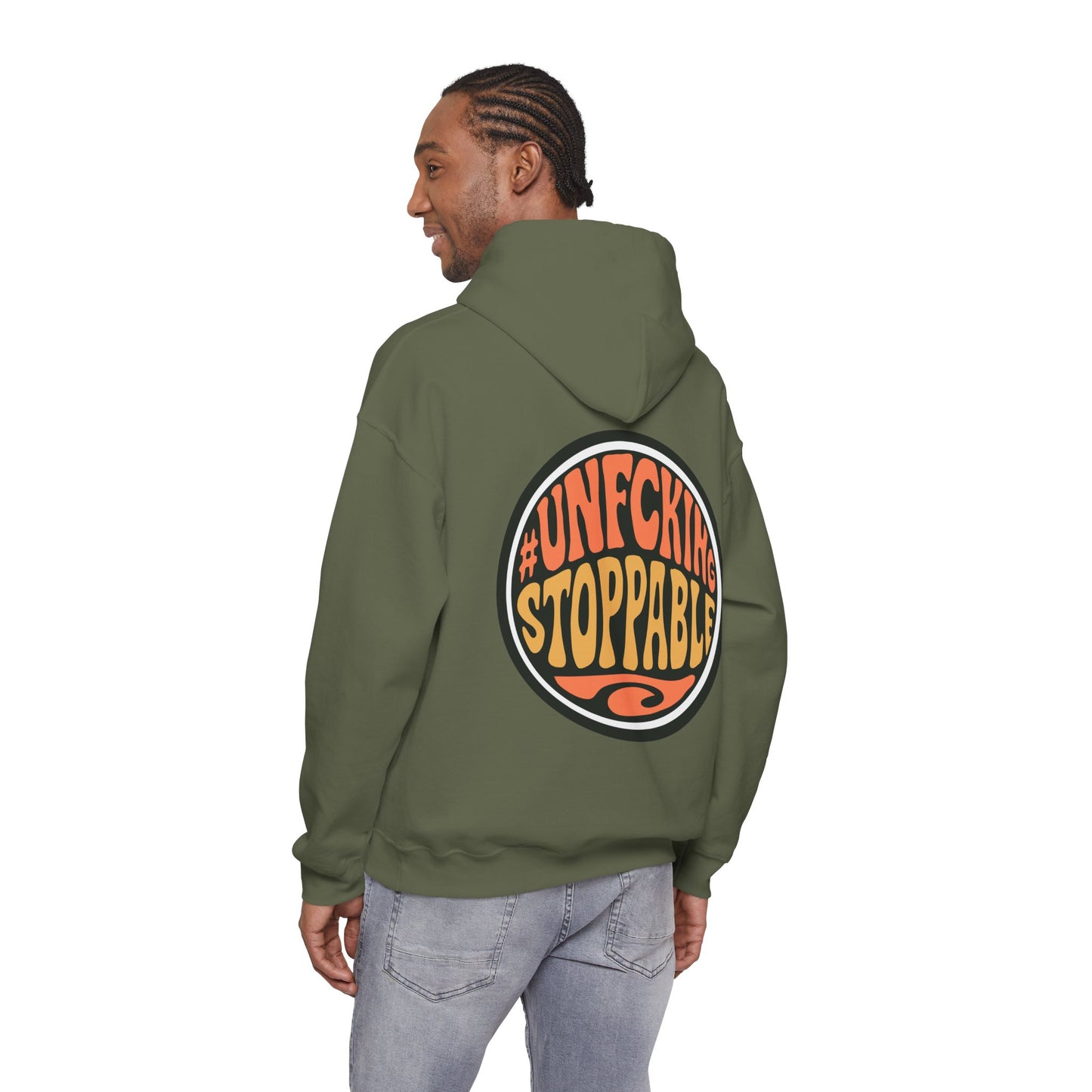 Unfcking Stoppable Hoodie — Retro Bold Graphic Motivational Sweatshirt