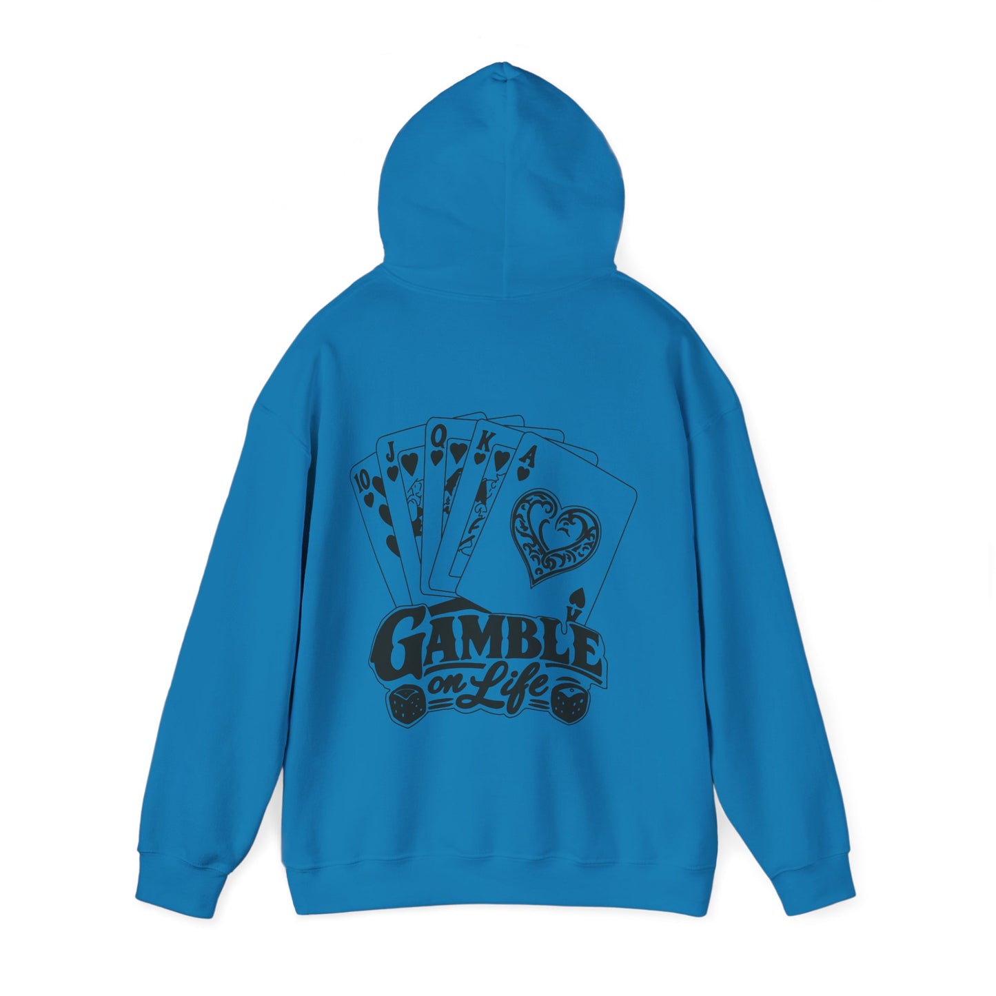 Gamble on Life Hoodie — Poker Cards & Dice Graphic Hooded Sweatshirt