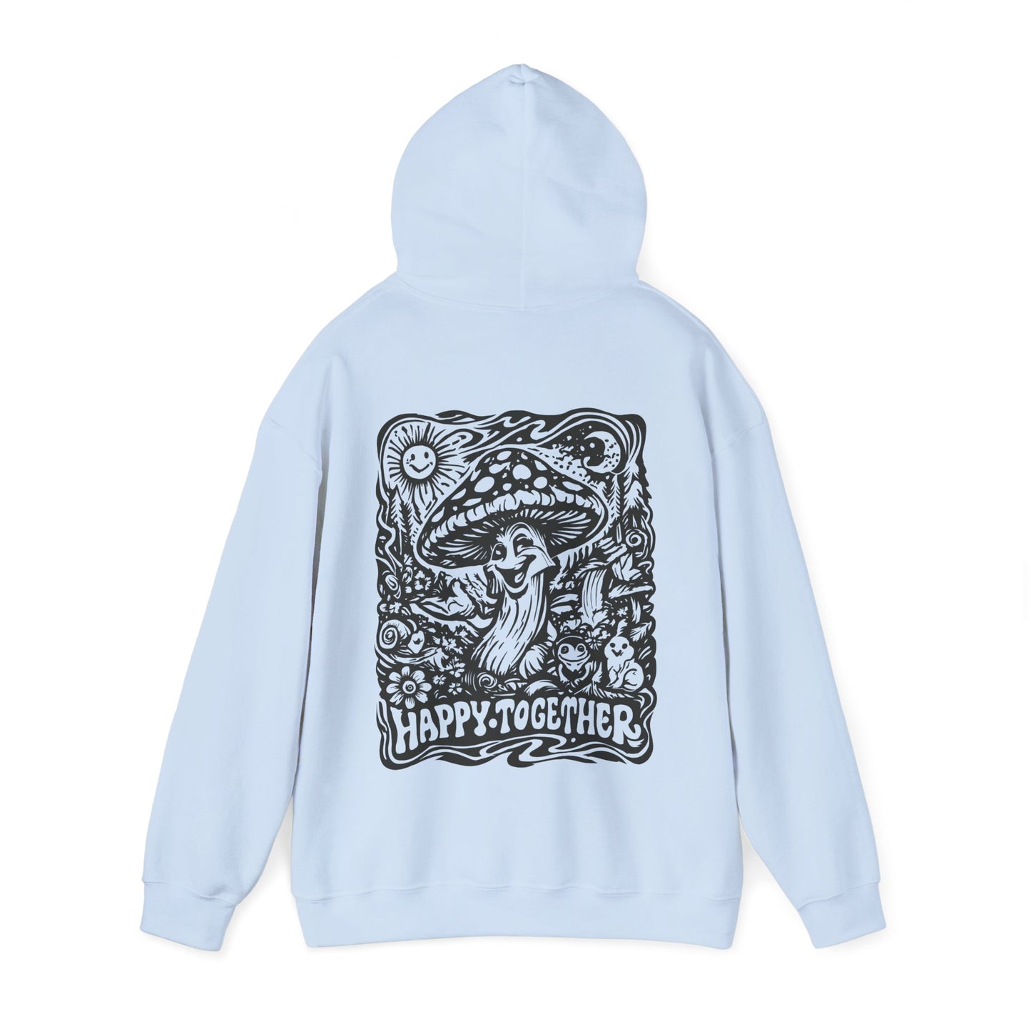 Mushroom 'Happy Together' Hoodie — Psychedelic Forest Graphic Pullover