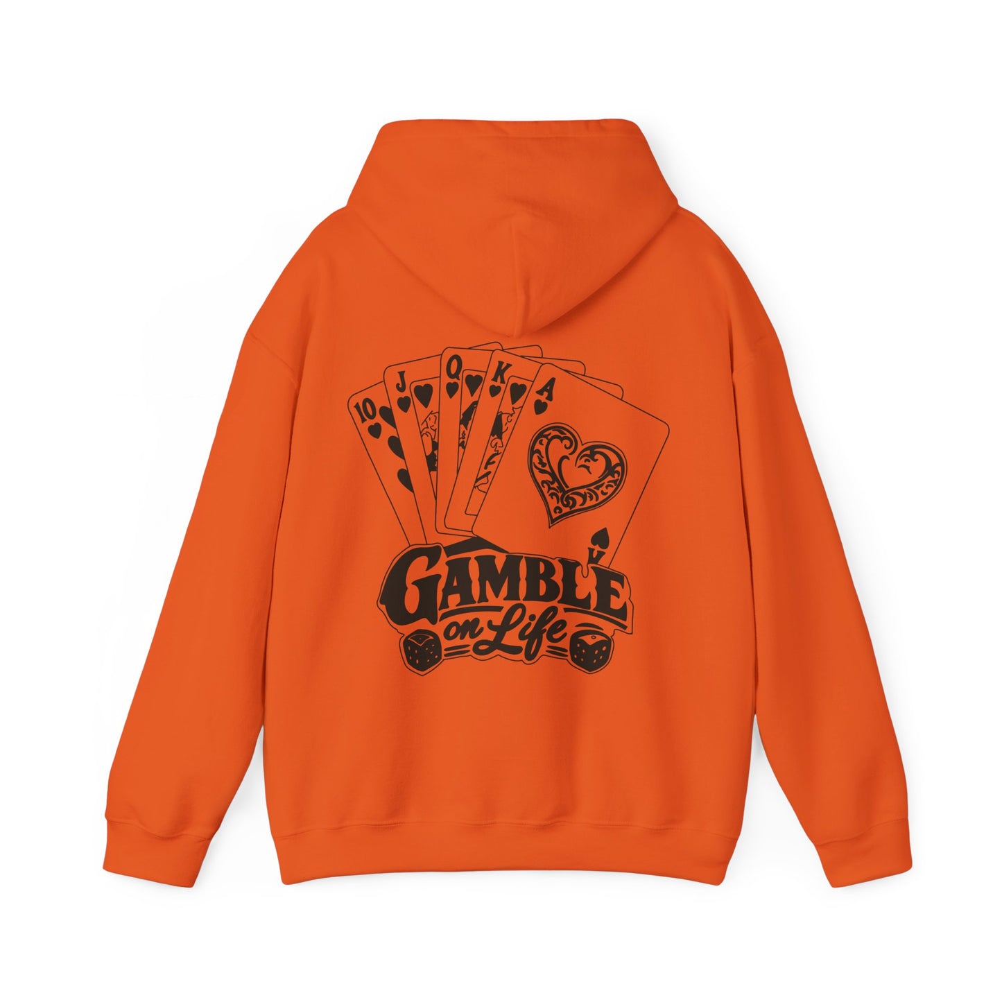Gamble on Life Hoodie — Poker Cards & Dice Graphic Hooded Sweatshirt
