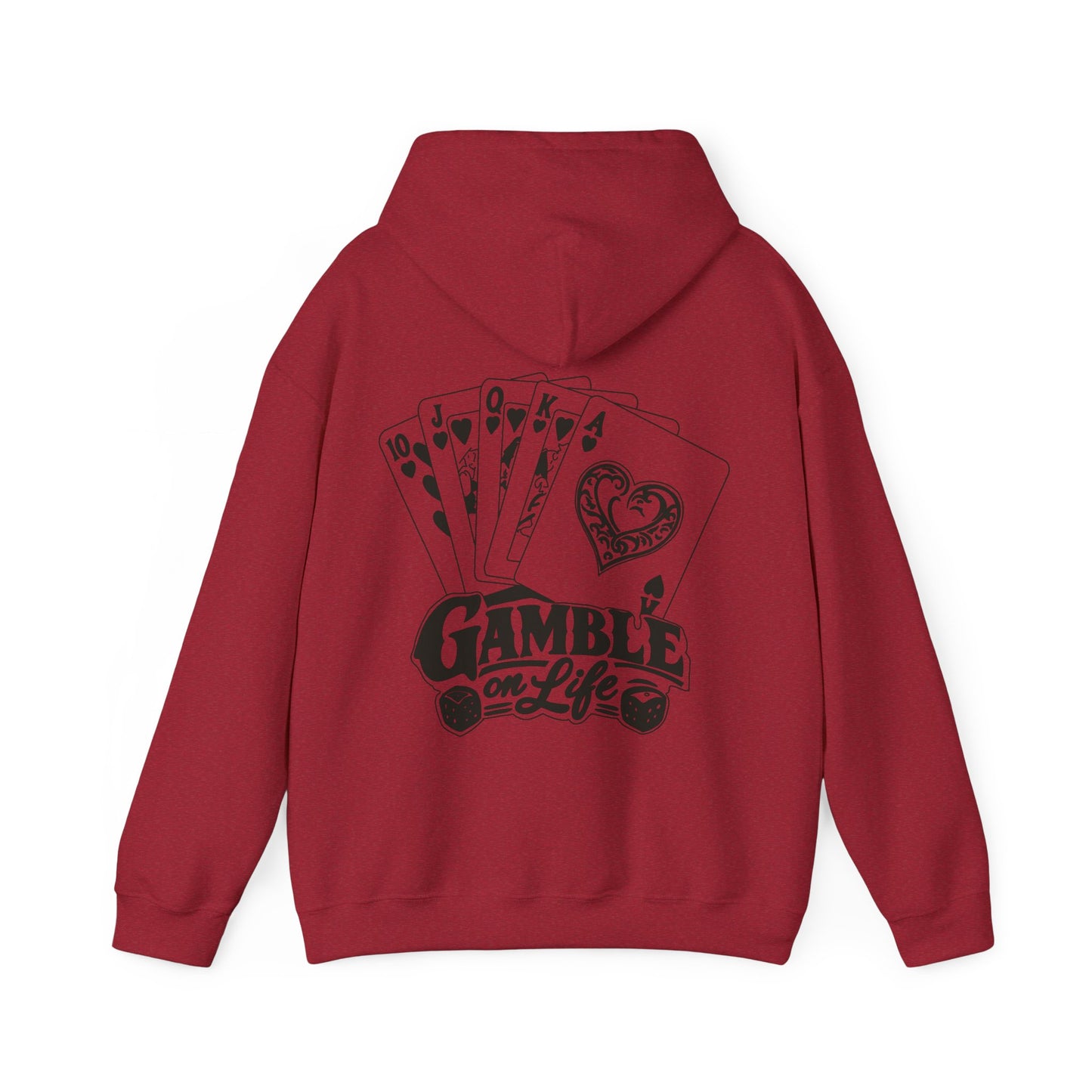 Gamble on Life Hoodie — Poker Cards & Dice Graphic Hooded Sweatshirt