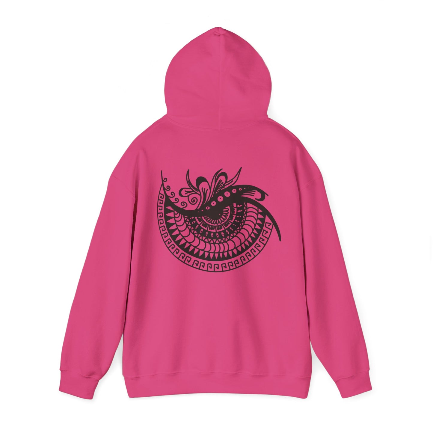 Mandala Swirl Hoodie — Black Tribal Floral Back Design