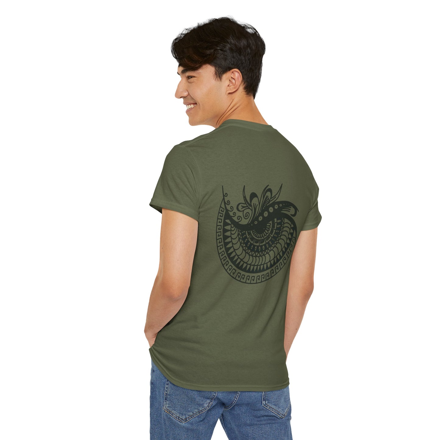 Mandala eye Graphic Tee — Kwalatee® Chest Logo & Ornamental Back Print