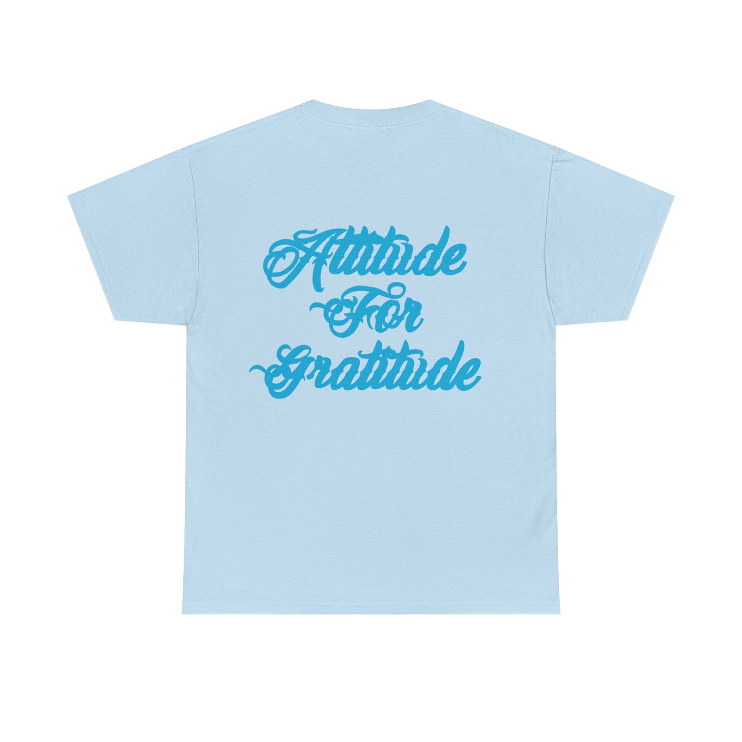 Attitude for Gratitude Tee — Inspirational Script Backprint Cotton T‑Shirt