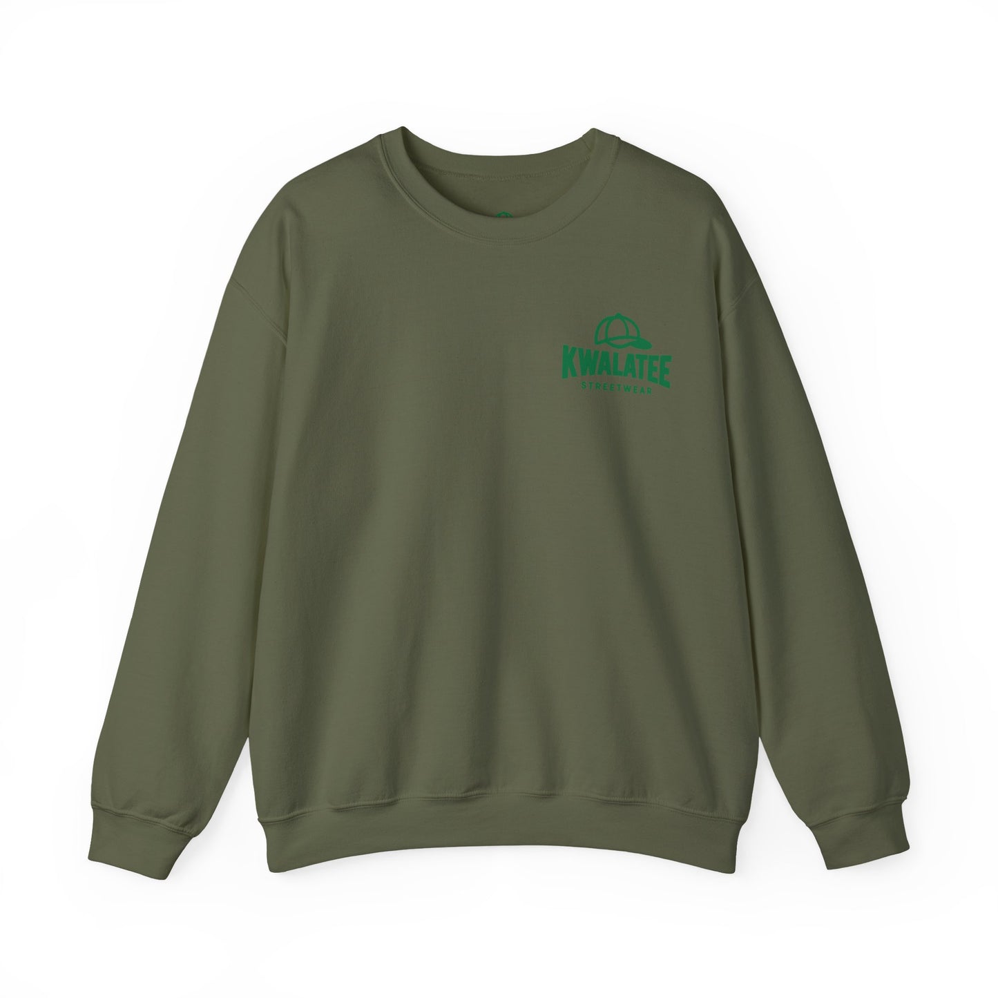 Crewneck — Green Mandala Eye Graphic with “KWALATEE” Logo