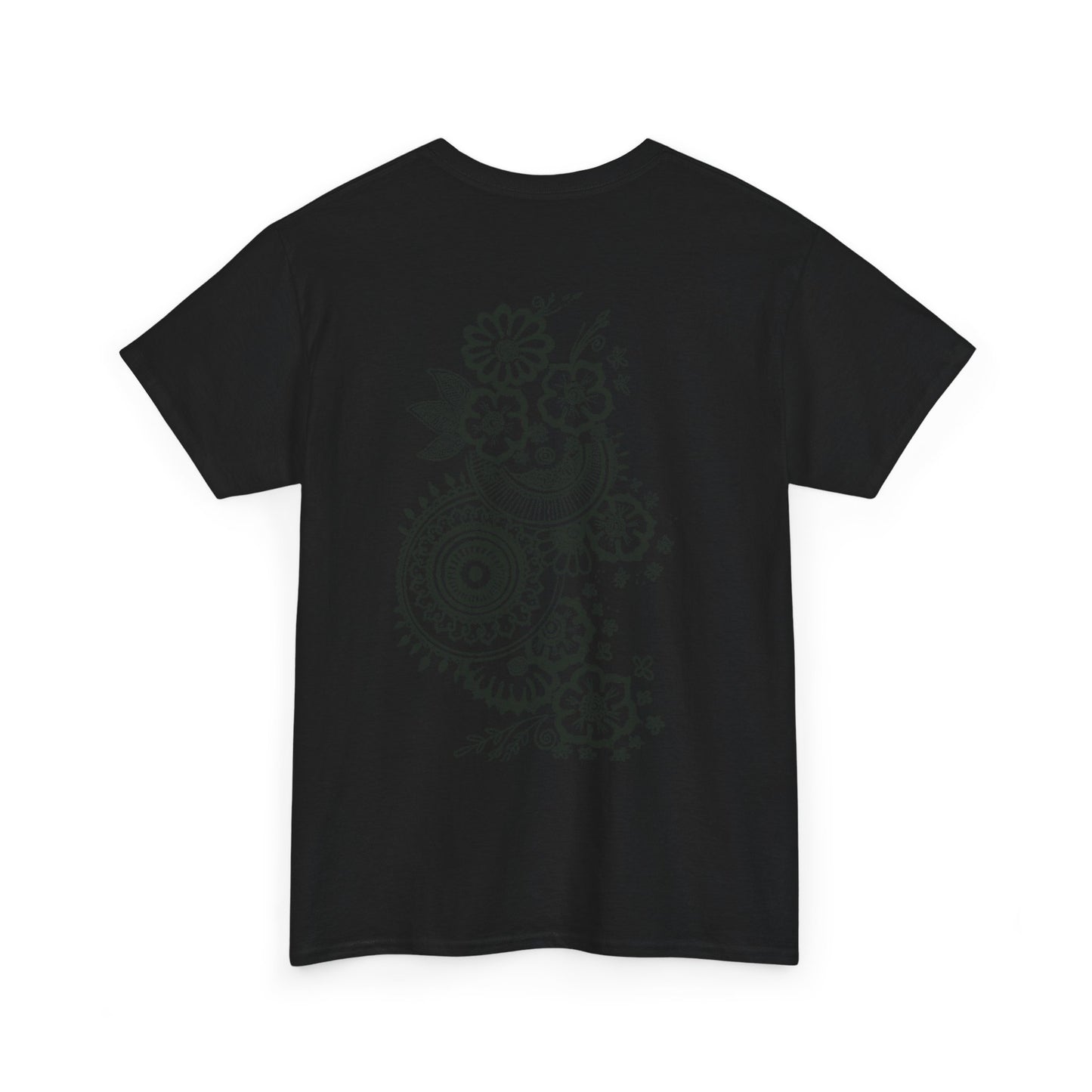 T-Shirt — Kwalatee Floral Mandala Graphic Tee (Front Logo, Back Floral Design)