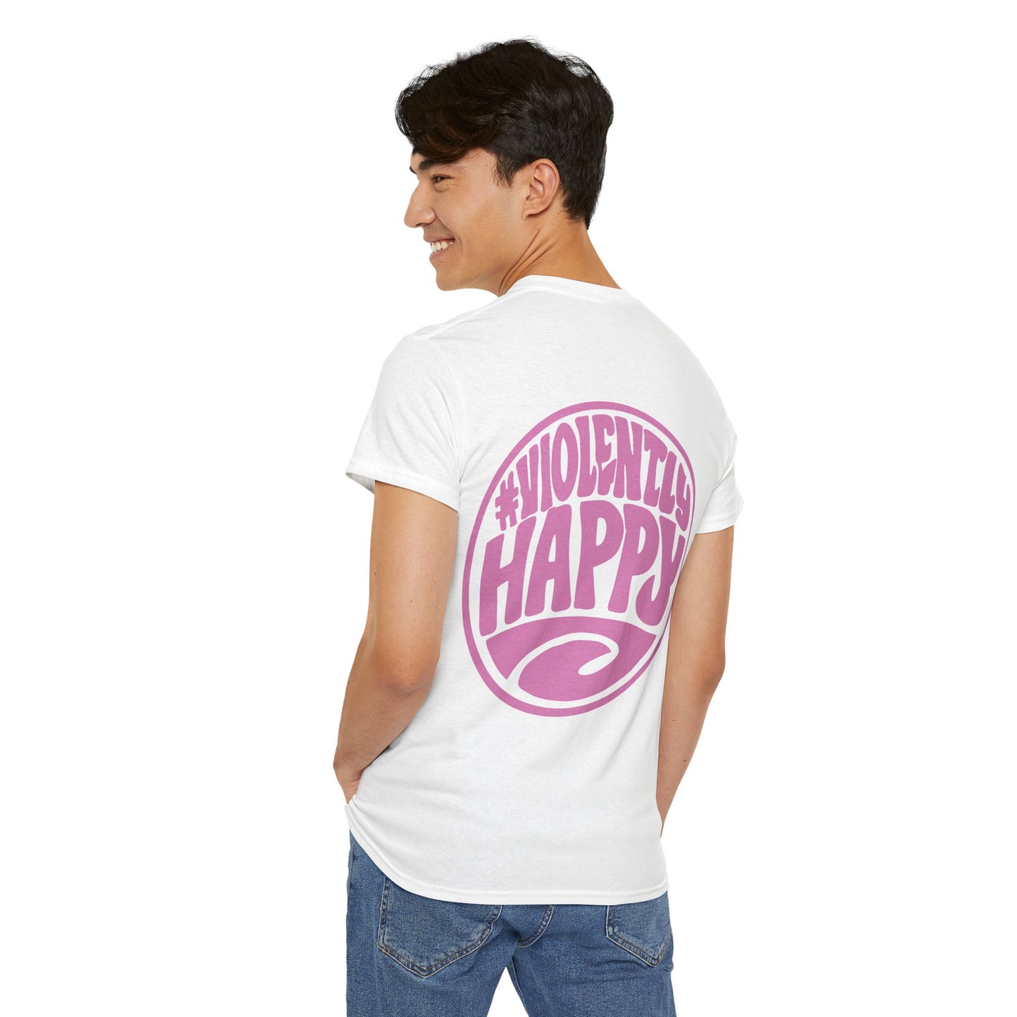 Violently Happy Graphic Tee — Retro Pink Logo T‑Shirt