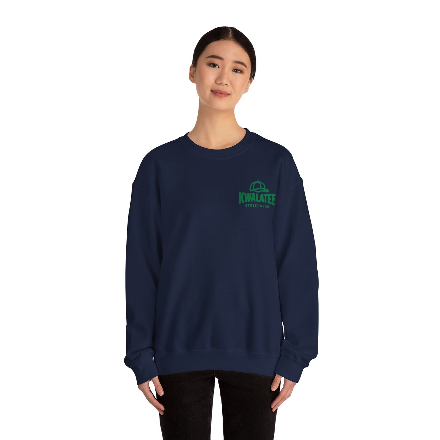 Crewneck — Green Mandala Eye Graphic with “KWALATEE” Logo