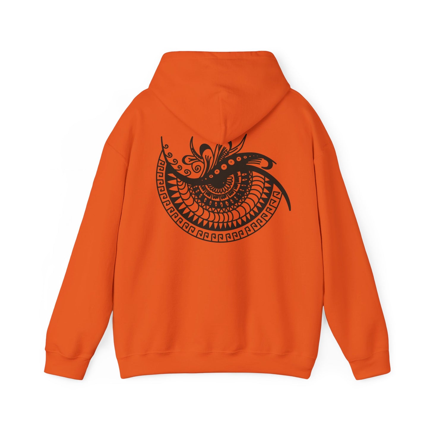 Mandala Swirl Hoodie — Black Tribal Floral Back Design