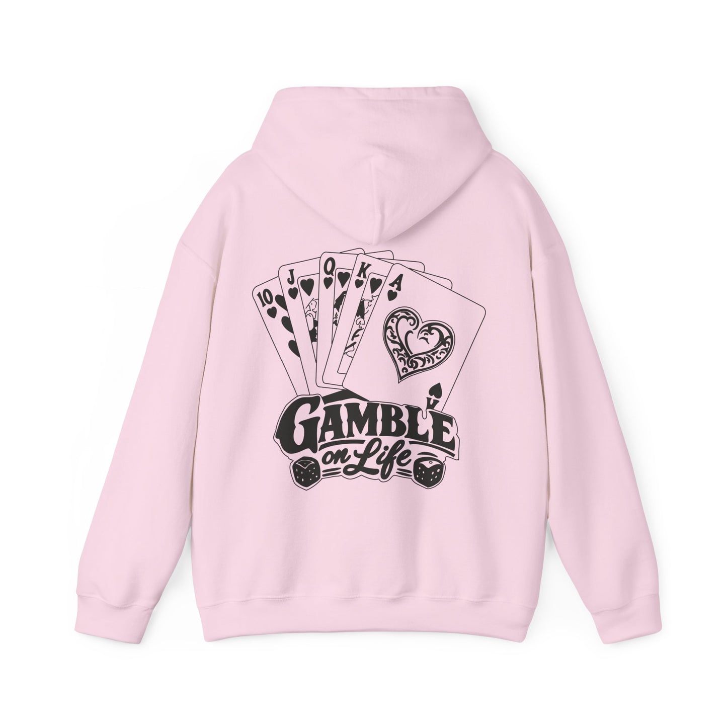 Gamble on Life Hoodie — Poker Cards & Dice Graphic Hooded Sweatshirt