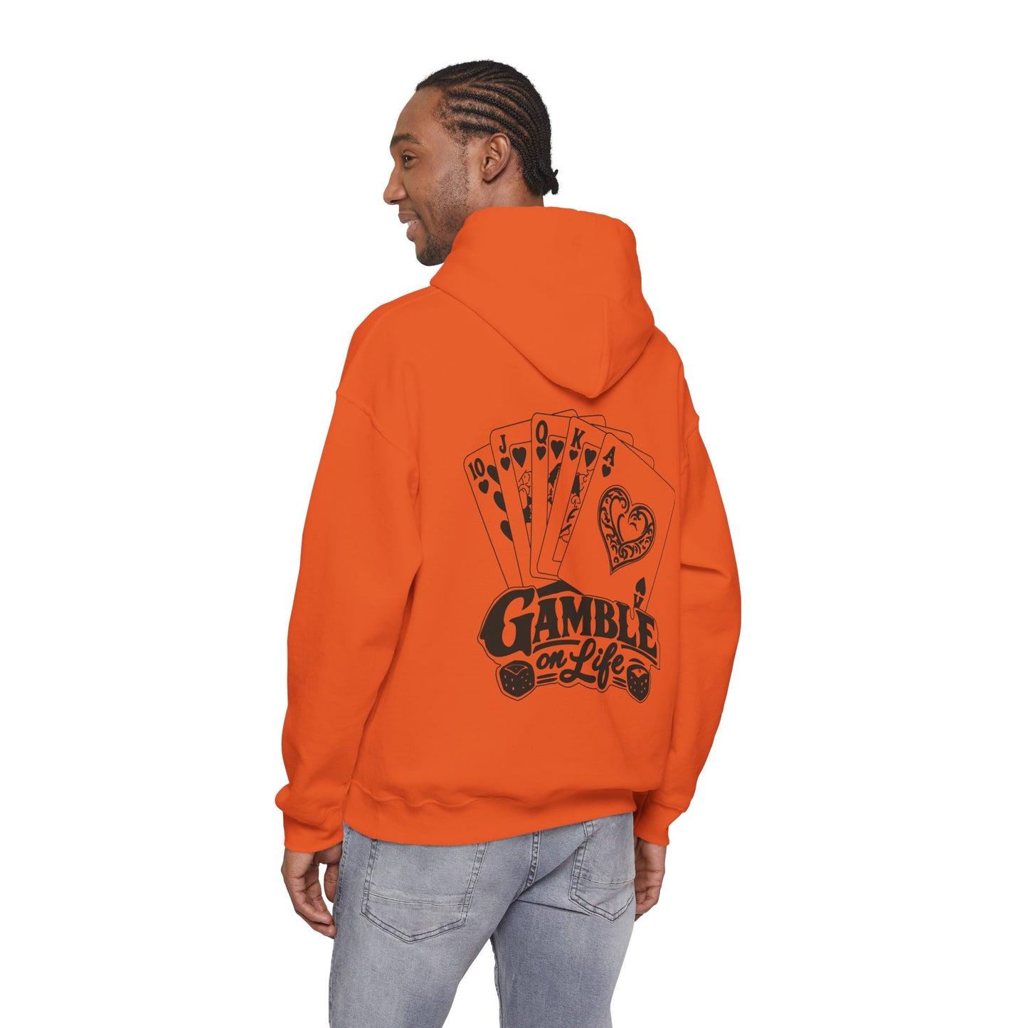 Gamble on Life Hoodie — Poker Cards & Dice Graphic Hooded Sweatshirt