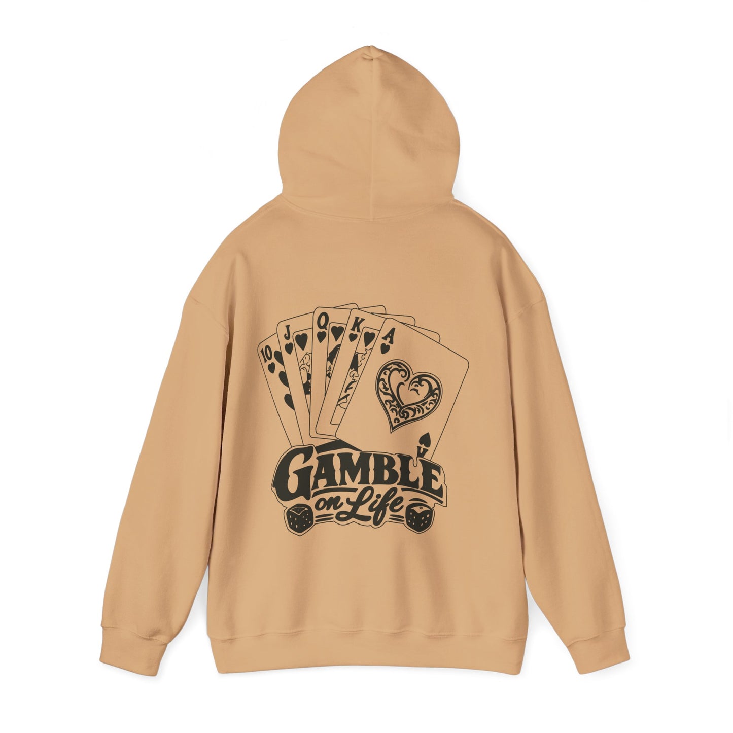 Gamble on Life Hoodie — Poker Cards & Dice Graphic Hooded Sweatshirt