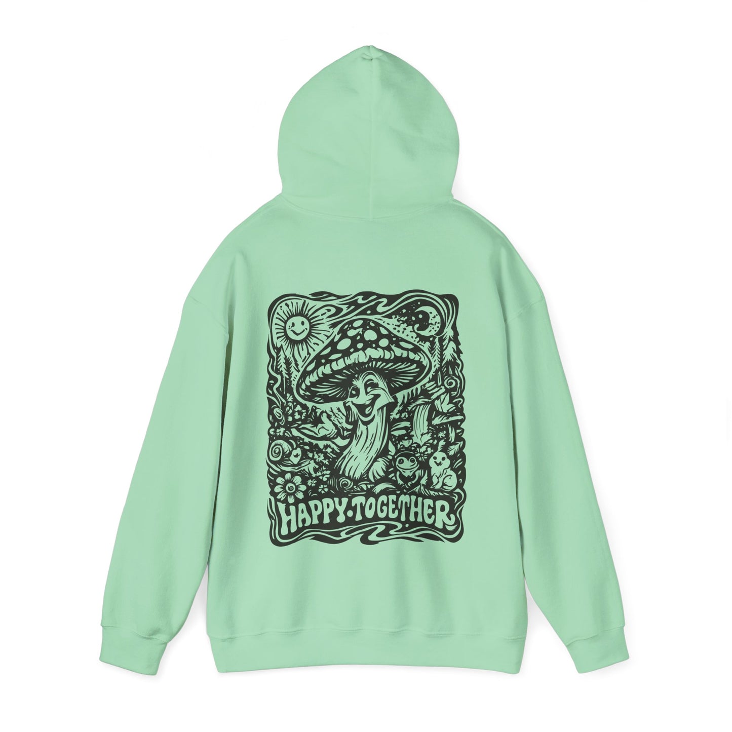 Mushroom 'Happy Together' Hoodie — Psychedelic Forest Graphic Pullover