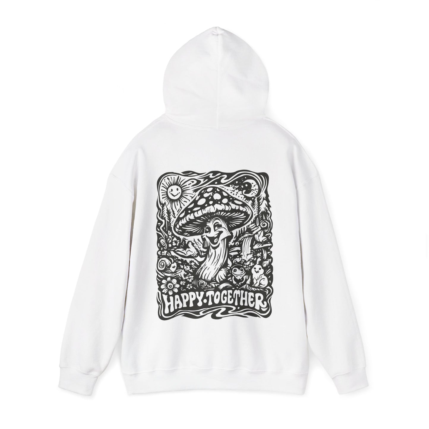 Mushroom 'Happy Together' Hoodie — Psychedelic Forest Graphic Pullover