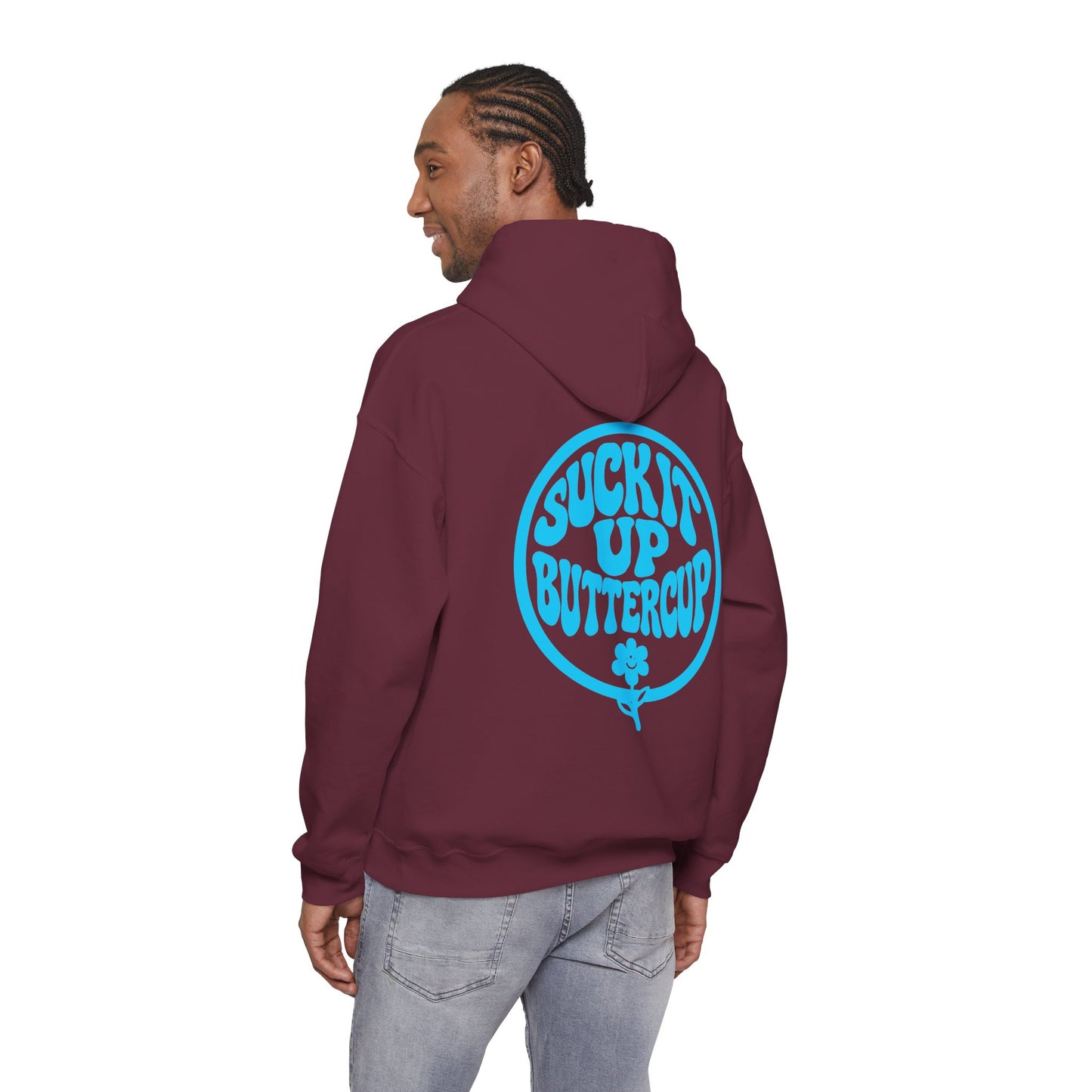 Hoodie - "Suck It Up Buttercup" Retro Floral Graphic Hooded Sweatshirt